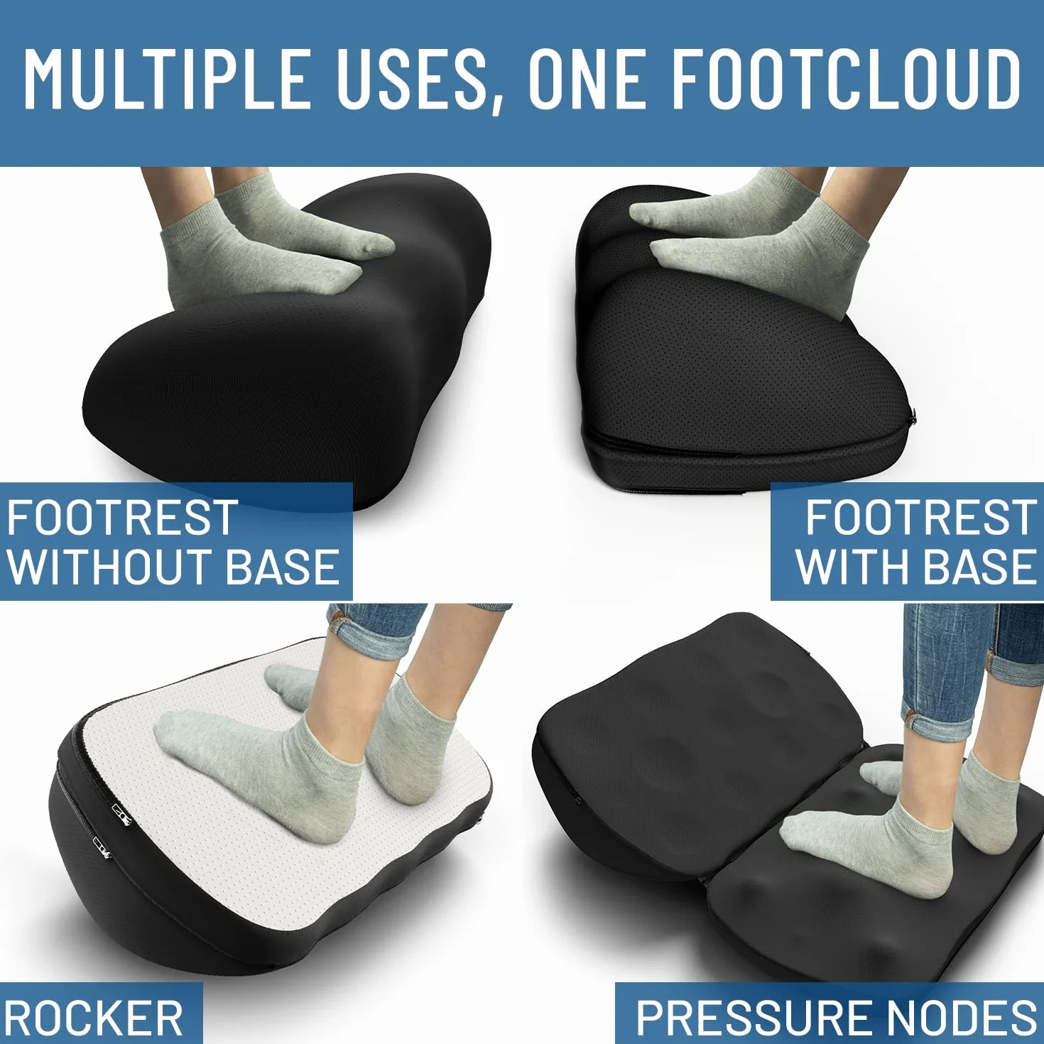 Everlasting Comfort Podnóżek z pianki memory pod biurko w pracy z węzłami punktowymi – ergonomiczny podnóżek do domu i biura, akcesoria do podparcia stóp, akcesoria gamingowe, antypoślizgowy, zmywalny