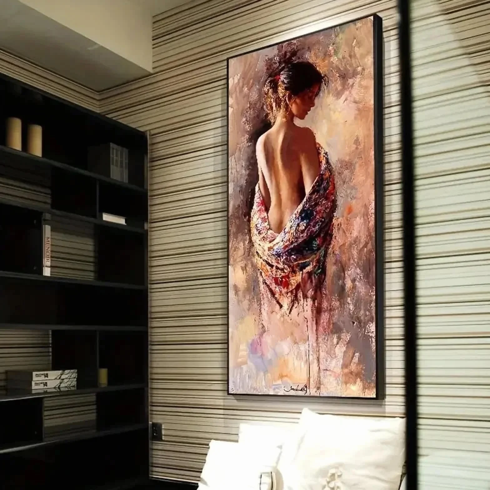 ZHAOLIN Sztuka nowoczesna obraz na płótnie piękna kobieta nadruk plakat na płótnie sztuka ścienna obraz ścienny do sypialni łazienki dekoracja 40 x 80 cm bez ramy
