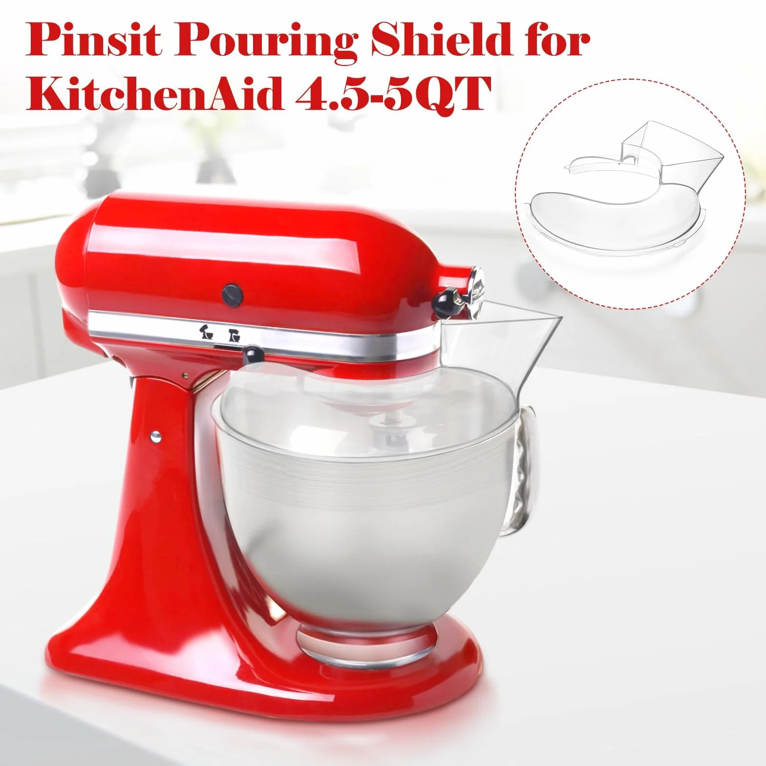 Osłona misy kompatybilna z KitchenAid 4,5–5 QT Tilt-Head – przezroczysta pokrywa przeciw pryskaniu,pasuje do mis ze stali nierdzewnej,bezpieczne dopasowanie,nadaje się do zmywarki