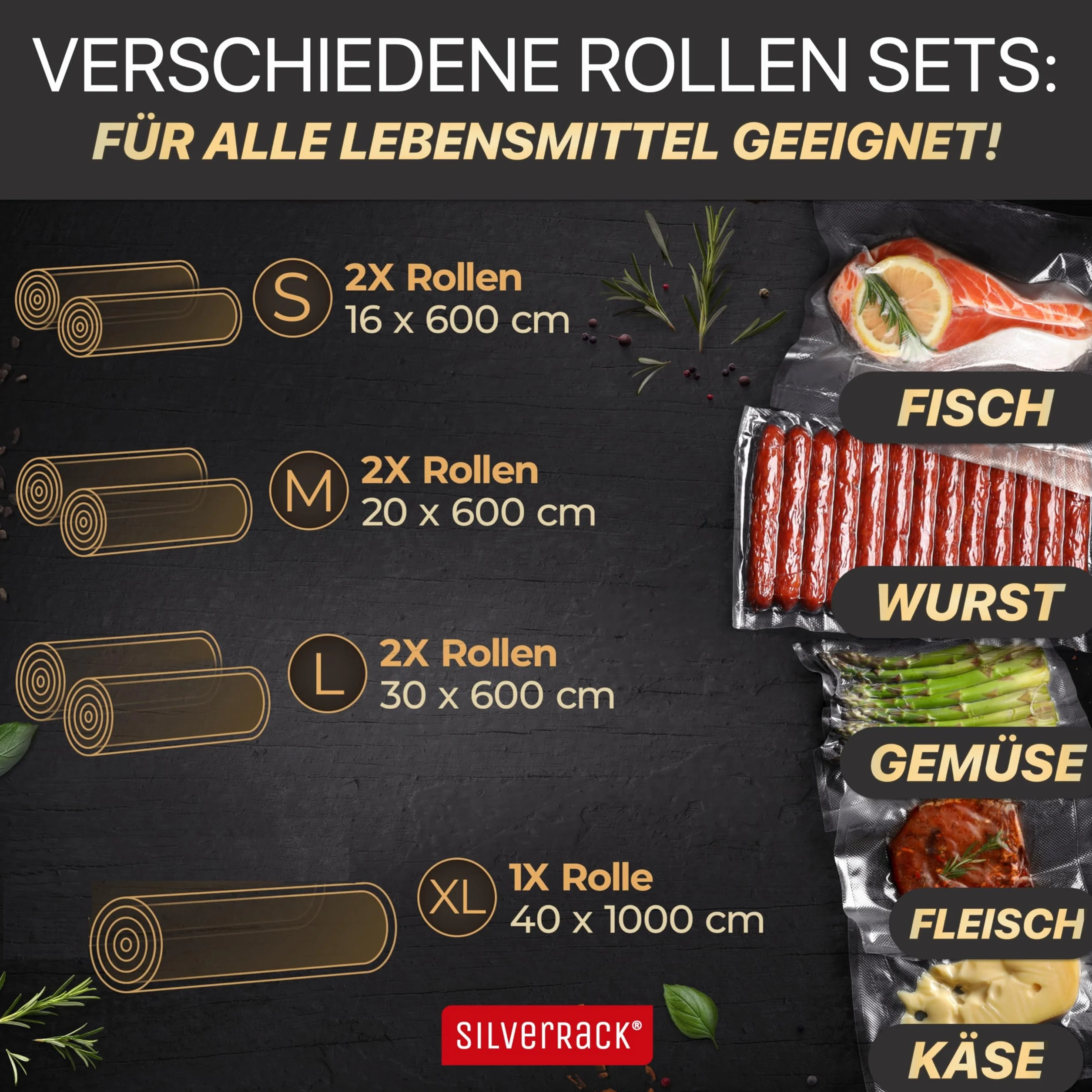 Rolka do pakowania próżniowego 16 x 600 cm – nie zawiera BPA, mocna, odporna na rozerwanie, pasuje do wszystkich urządzeń