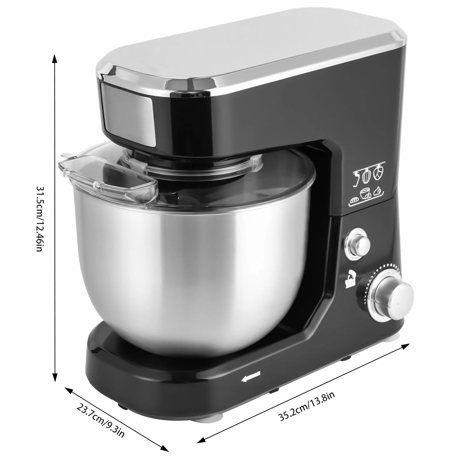Mikser kuchenny, robot kuchenny z miską do mieszania 1,1 galona, 1000 W, cicha praca, urządzenie kuchenne, trzepaczka, hak do zagniatania, trzepaczka, do koktajli, pizzy, gofrów, koktajli mlecznych