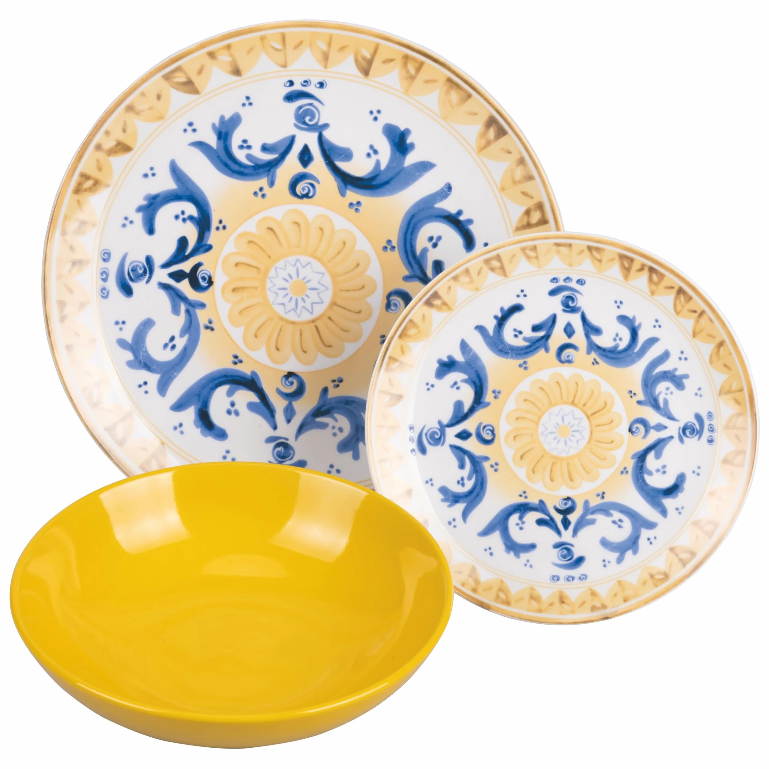 18-częściowy serwis obiadowy z porcelany i kamionki, 6-osobowy zastawa stołowa, Sycylia