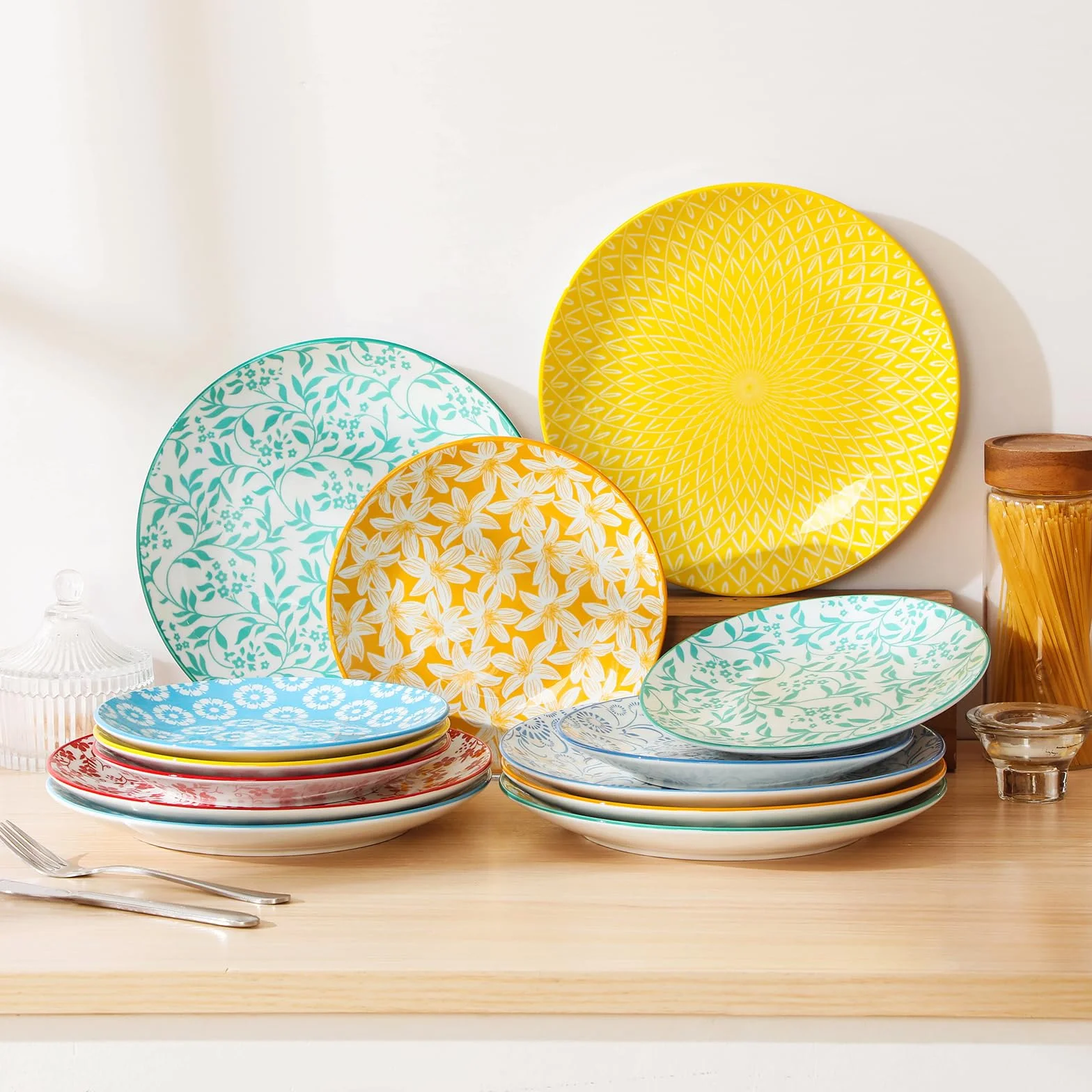 vancasso SELENE Zestaw talerzy dla 6 osób, talerze obiadowe (Ø 26 cm) z pastelowej porcelany, talerze do makaronu, talerze śniadaniowe, zestaw talerzy obiadowych do zmywarki i kuchenki mikrofalowej