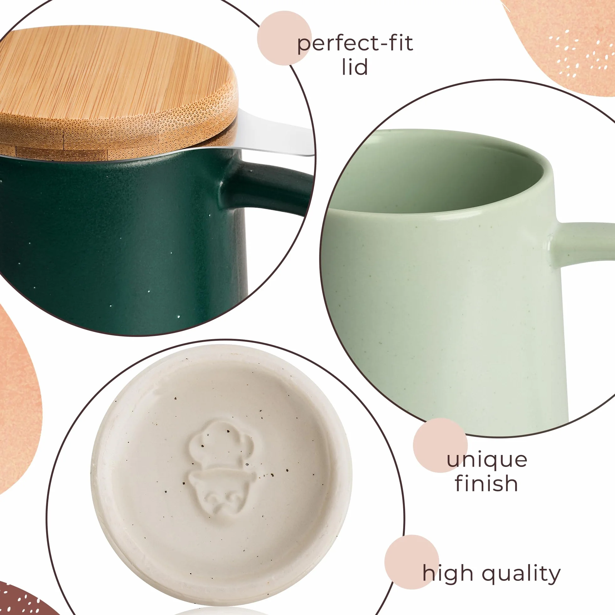 Kubek do herbaty z zaparzaczem i pokrywką - 480 ml ceramiczny kubek do moczenia z dużym uchwytem - kubek do herbaty