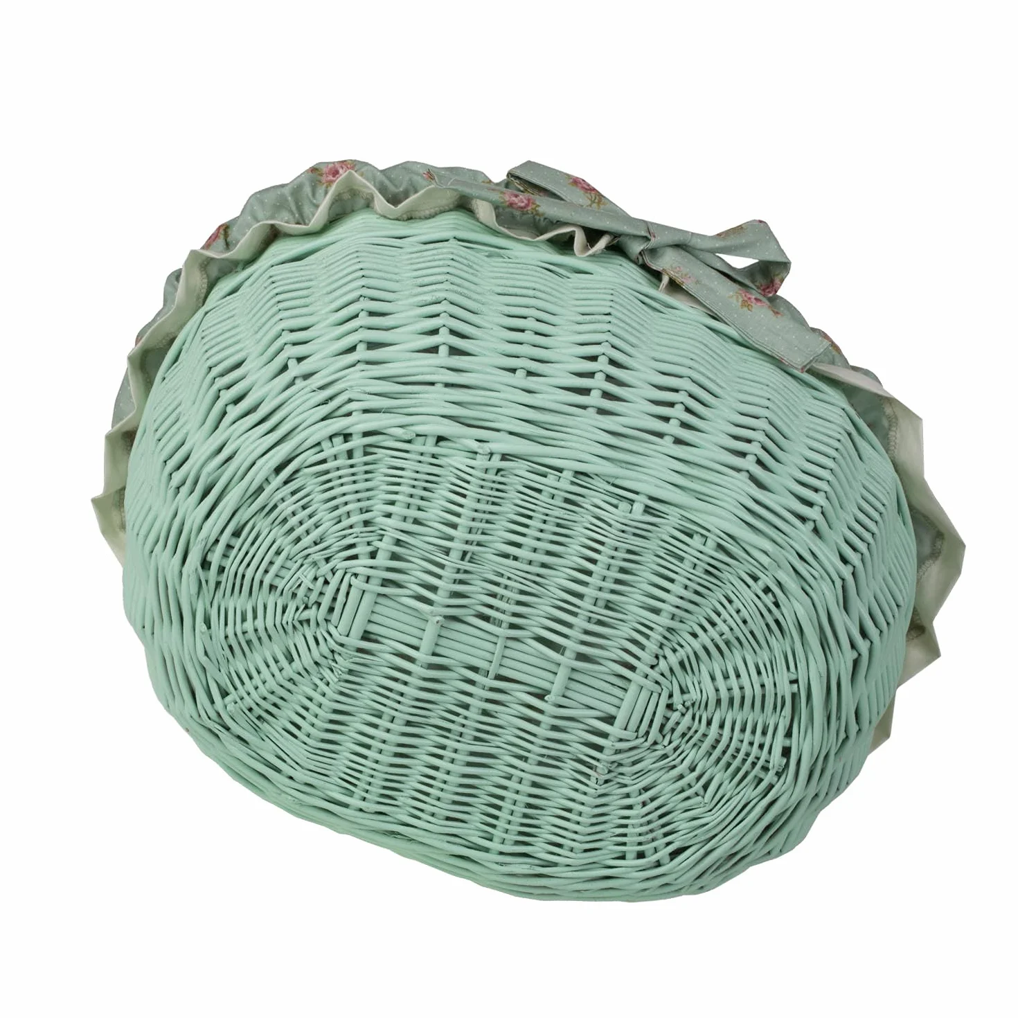 e-wicker24 Koszyk na zakupy z wikliny, styl vintage, kosz wiklinowy owalny miętowy