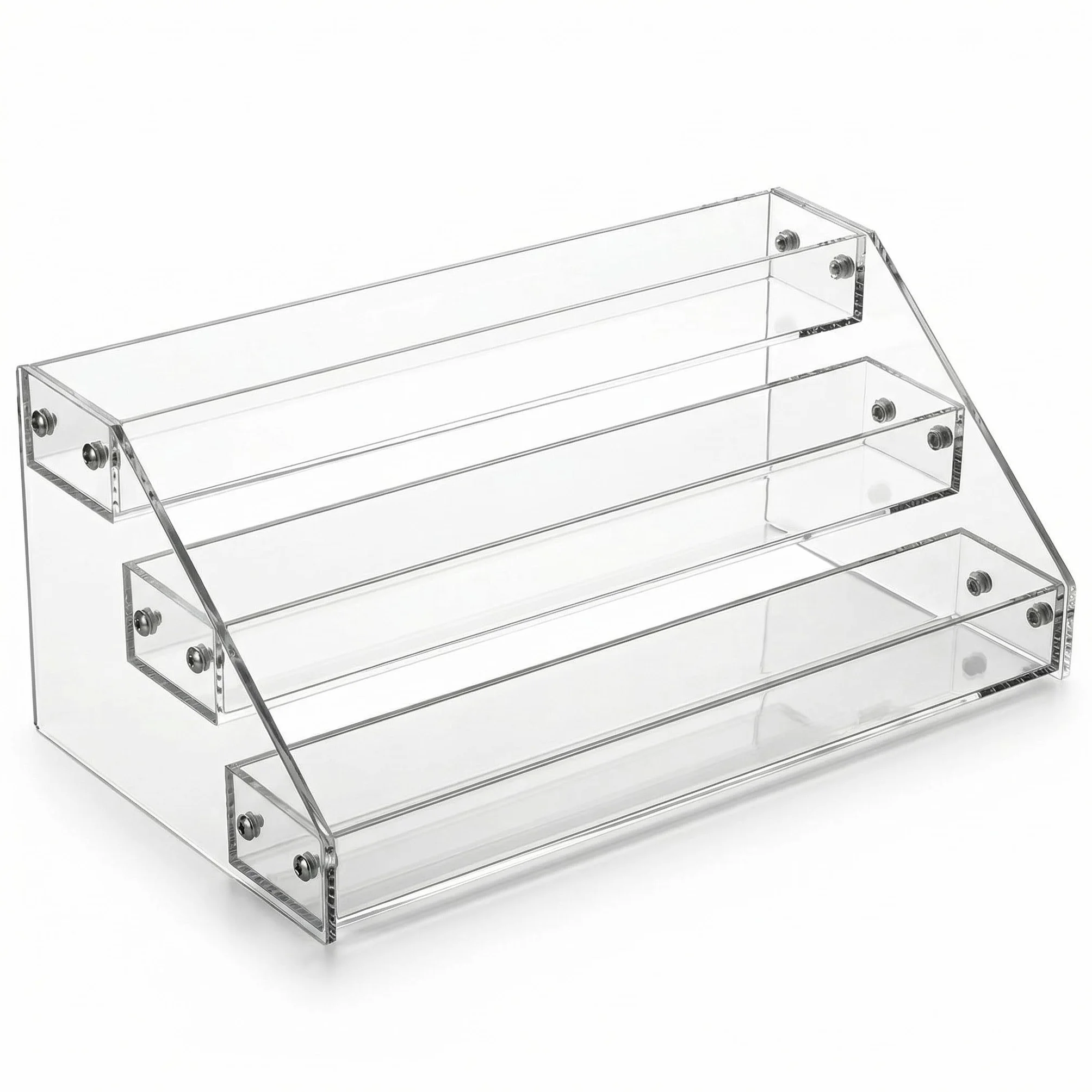 QWORK® 3-Tier Przezroczysty akrylowy stojak Wyświetlacz akrylowy Riser Półka na perfumy Biżuteria Babeczka Kosmetyki Lakier do paznokci Figurki Przyprawy (31 x 16 x 11.5 cm)