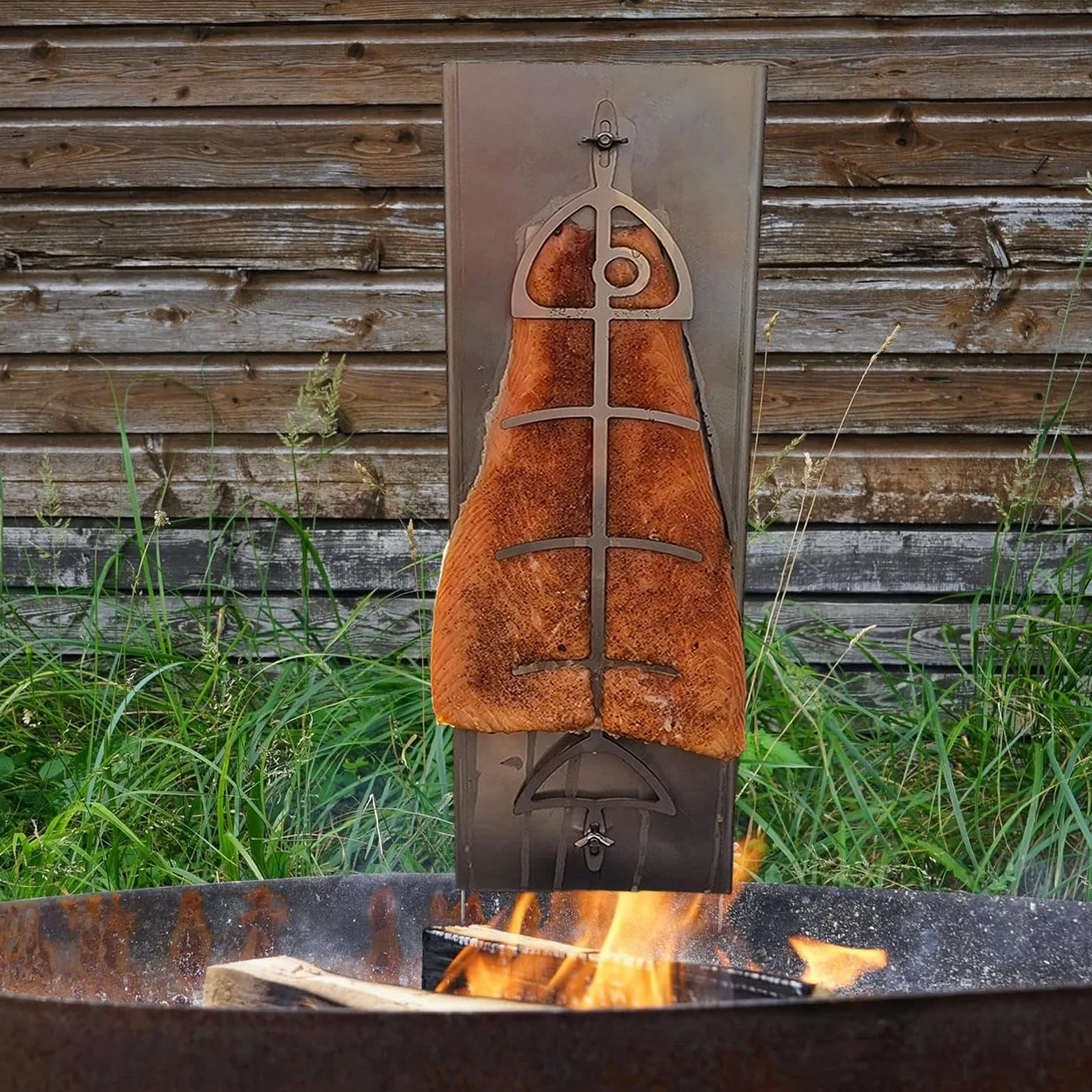 Uchwyt Na Ryby Płomień bezpieczna gładka deska do akcesoria BBQ | Przenośny Płaski Uchwyt Do Łososia Płomień Naczynia kempingowe wędkarsko-piknikowe patio i