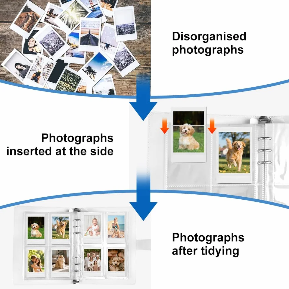 Album na zdjęcia Kompatybilny z Instax, album z 240 kieszonkami dla Fujifilm Instax, album z 240 kieszonkami dla Fujifilm dla serii Polaroid Hi-Print dla Mini 12, 11, 9, 8, 25, 70, 90, 40, 99 Se 7