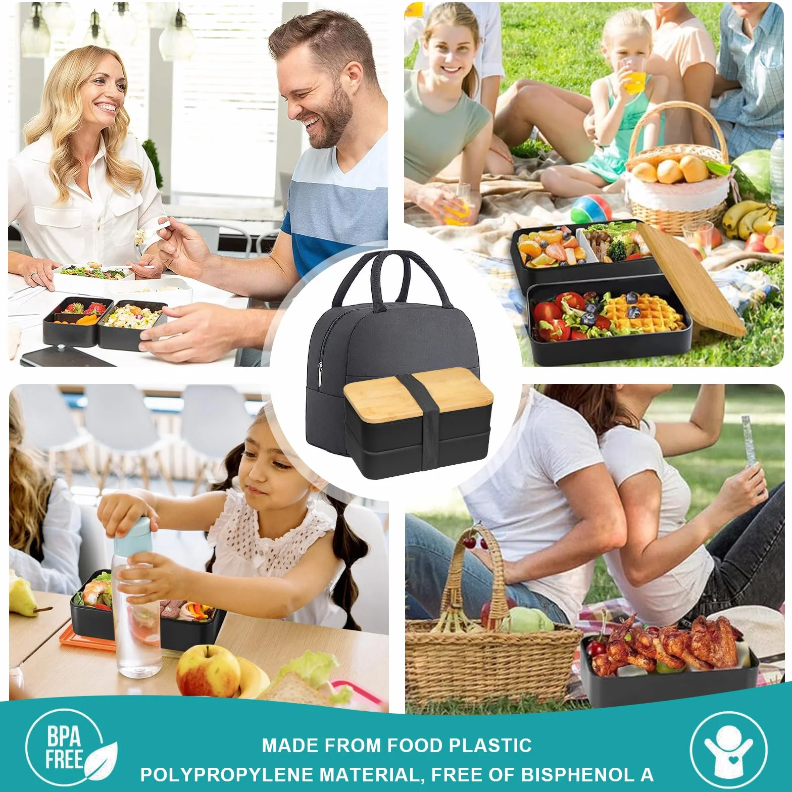 Pudełko na lunch bento pudełko śniadaniowe pudełko na przekąski pakiet dzielnik japoński styl pudełko na lunch z łyżką