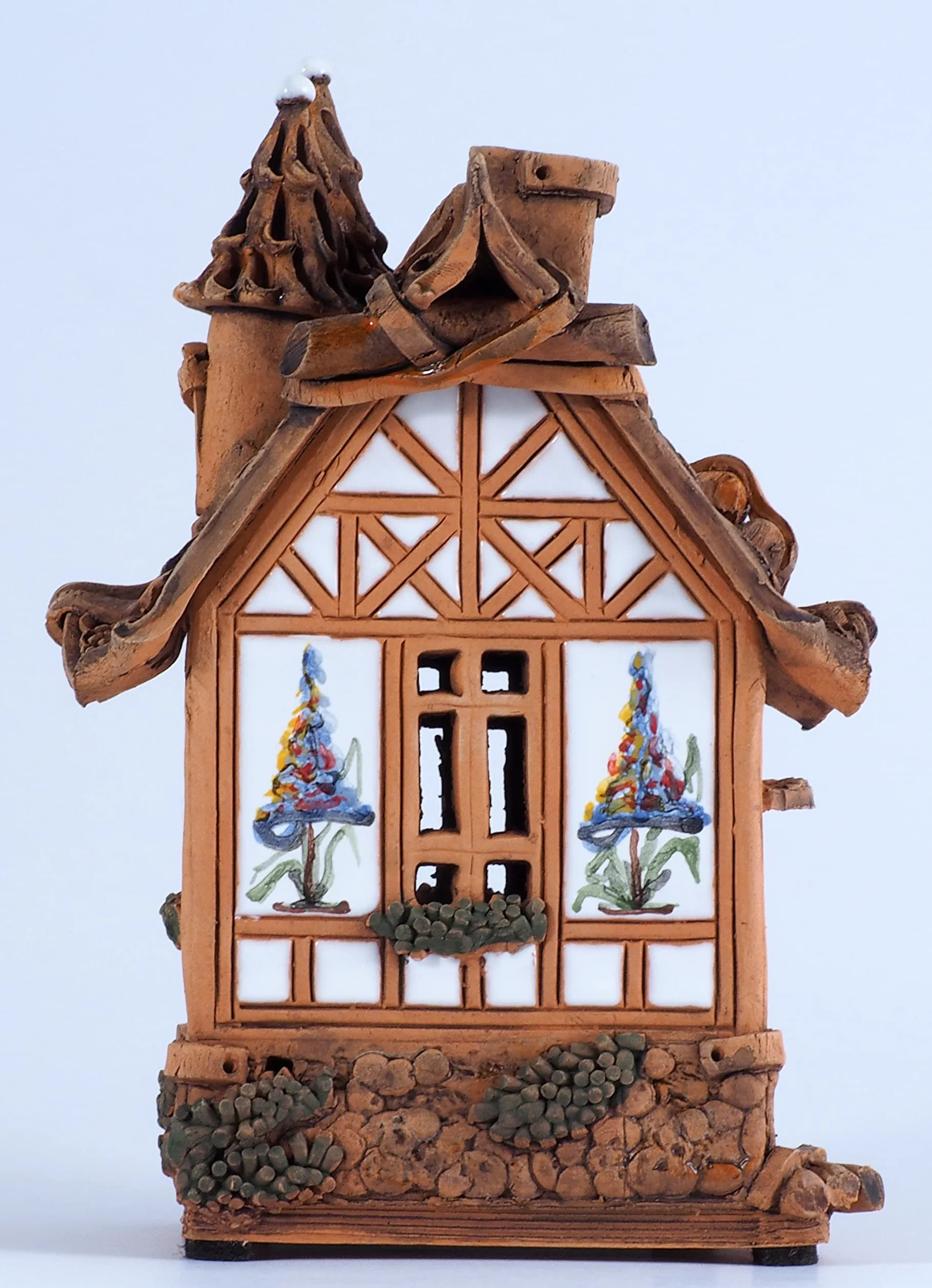 Ceramiczny domek świetlny, świecznik na herbatę, artystyczny przedmiot kolekcjonerski, B232AR
