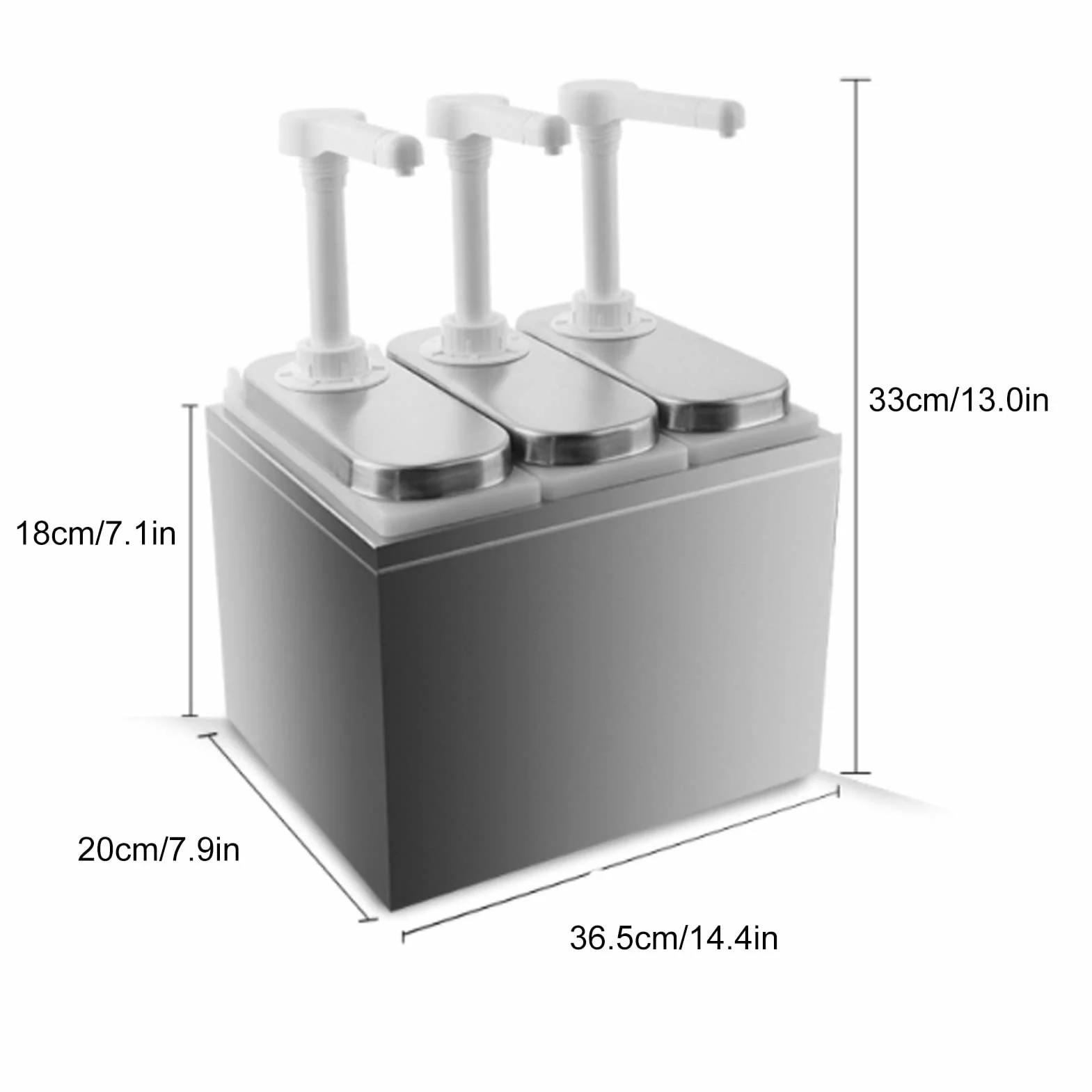 Dozownik sosu, dozownik sosu z tworzywa sztucznego i ze stali nierdzewnej, dozownik do sosu, do sosu do sałatek kuchennych i przypraw do sosu(Three head-2L/ head)