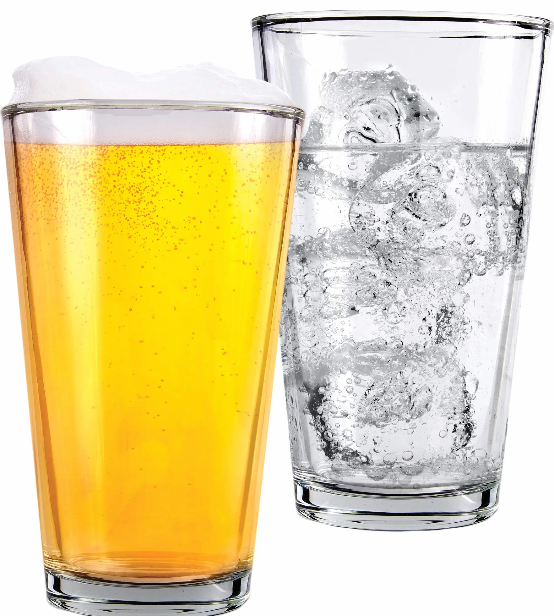 Kubki do piwa z przezroczystego szkła, 12 sztuk, uniwersalne kubki do picia, 473 ml, elegancki design do domu i kuchni, bez ołowiu i BPA, idealne do restauracji, barów, imprez, firmy Kitchen Lux