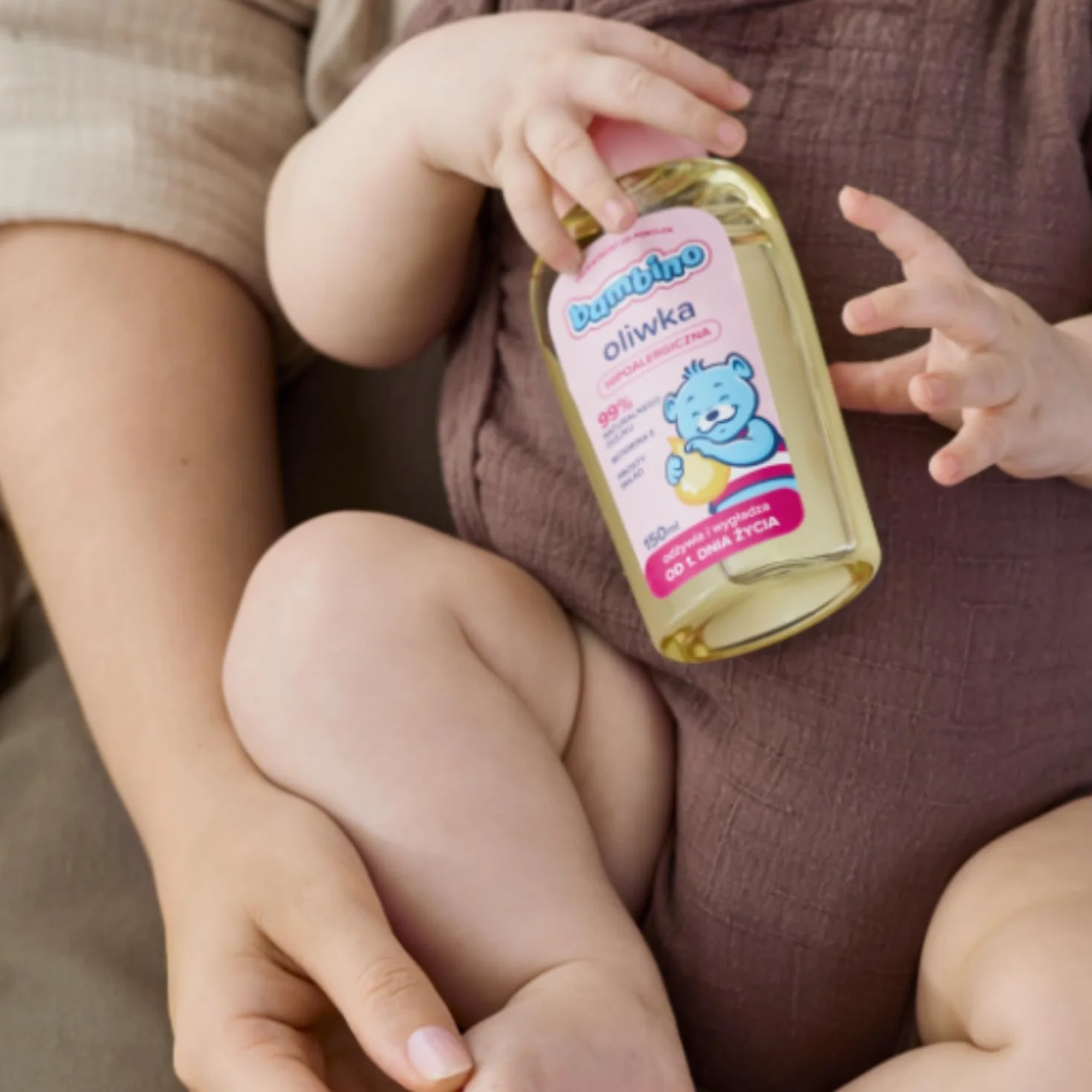 Bambino Oliwka Hipoalergiczna dla Niemowląt 150 ml – Delikatna Pielęgnacja od 1. Dnia Życia, 99% Naturalnych Olejków, z Witaminą E