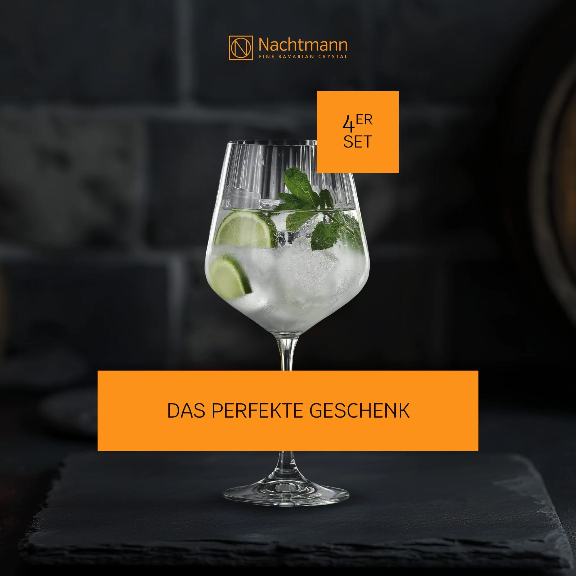 Nachtmann Gin & Tonic Zestaw Kieliszków, Szkło, Przezroczysty, 4 elementy
