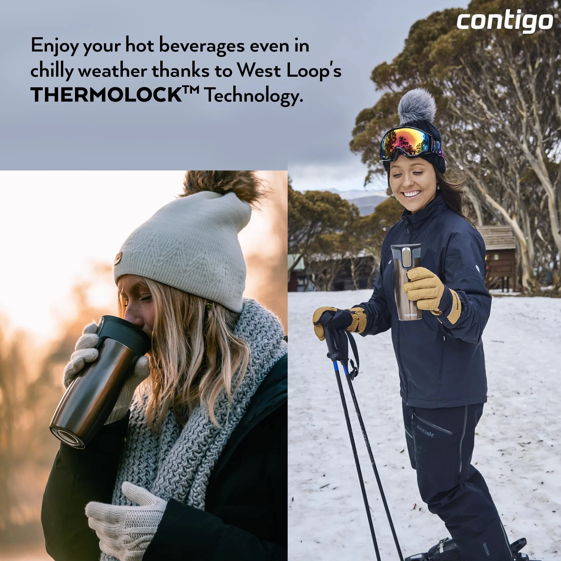 Contigo West Loop Autoseal Thermal Mug, kubek termiczny ze stali nierdzewnej, izolowany kubek do kawy, nie zawiera BPA, odporny na wycieki, z pokrywką Easy-Clean, utrzymuje do 5 godzin, 470 ml