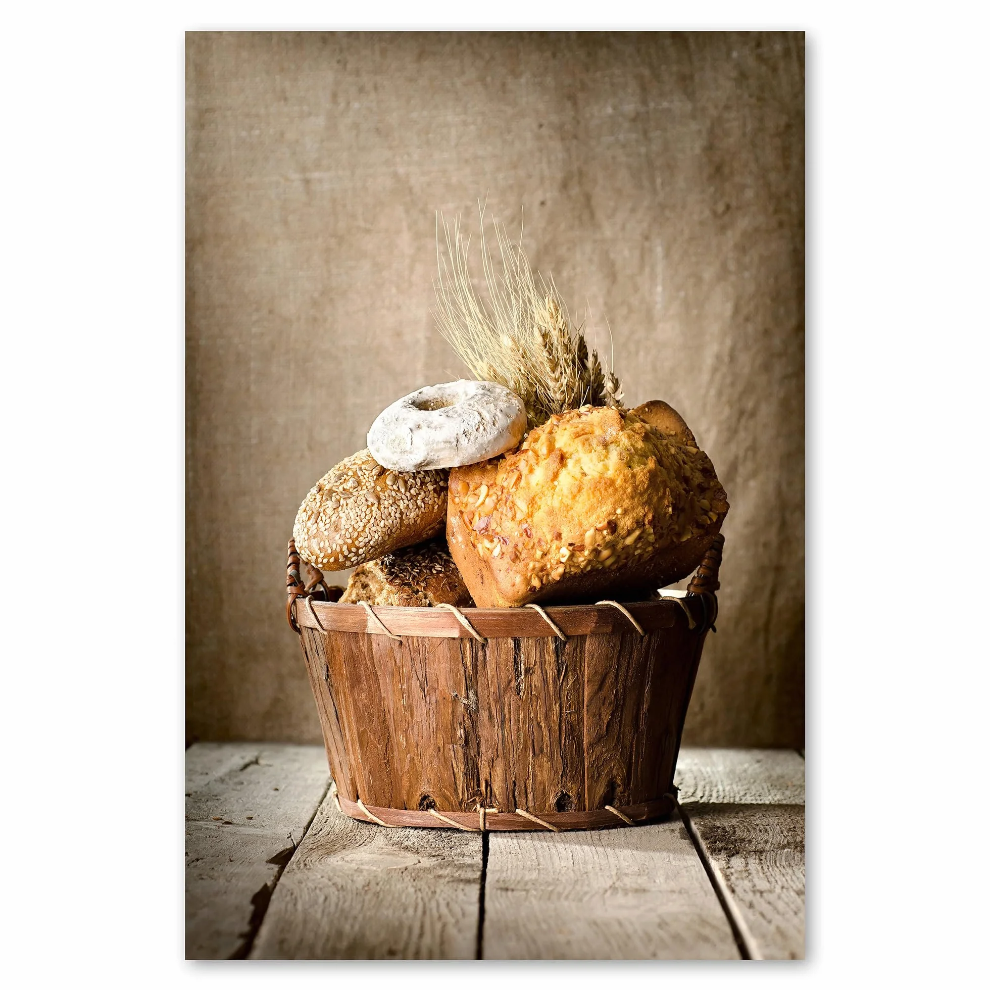 Postereck - 2662 - Kosz z Chlebem, Śniadanie, Pieczywo, Kuchnia – Wydruk, Dekoracja Ścienna - ekran - 100,0 cm x 75,0 cm