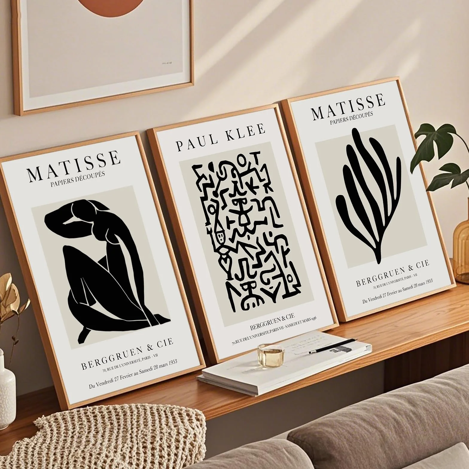 Zestaw 3 plakatów Matisse vintage na płótnie 50x70 cm beżowe dekoracja ścienna