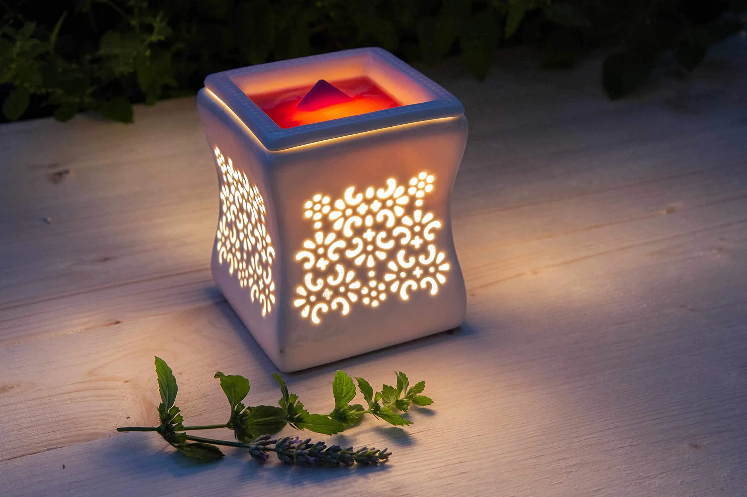 CANDLE-LITE Elektryczna lampa zapachowa – topiarka do wosku – stylowy palnik olejowy – dyfuzor olejków zapachowych – podgrzewacz do świec lampa do domowego biura, sypialni, salonu, spa lub studia fitness