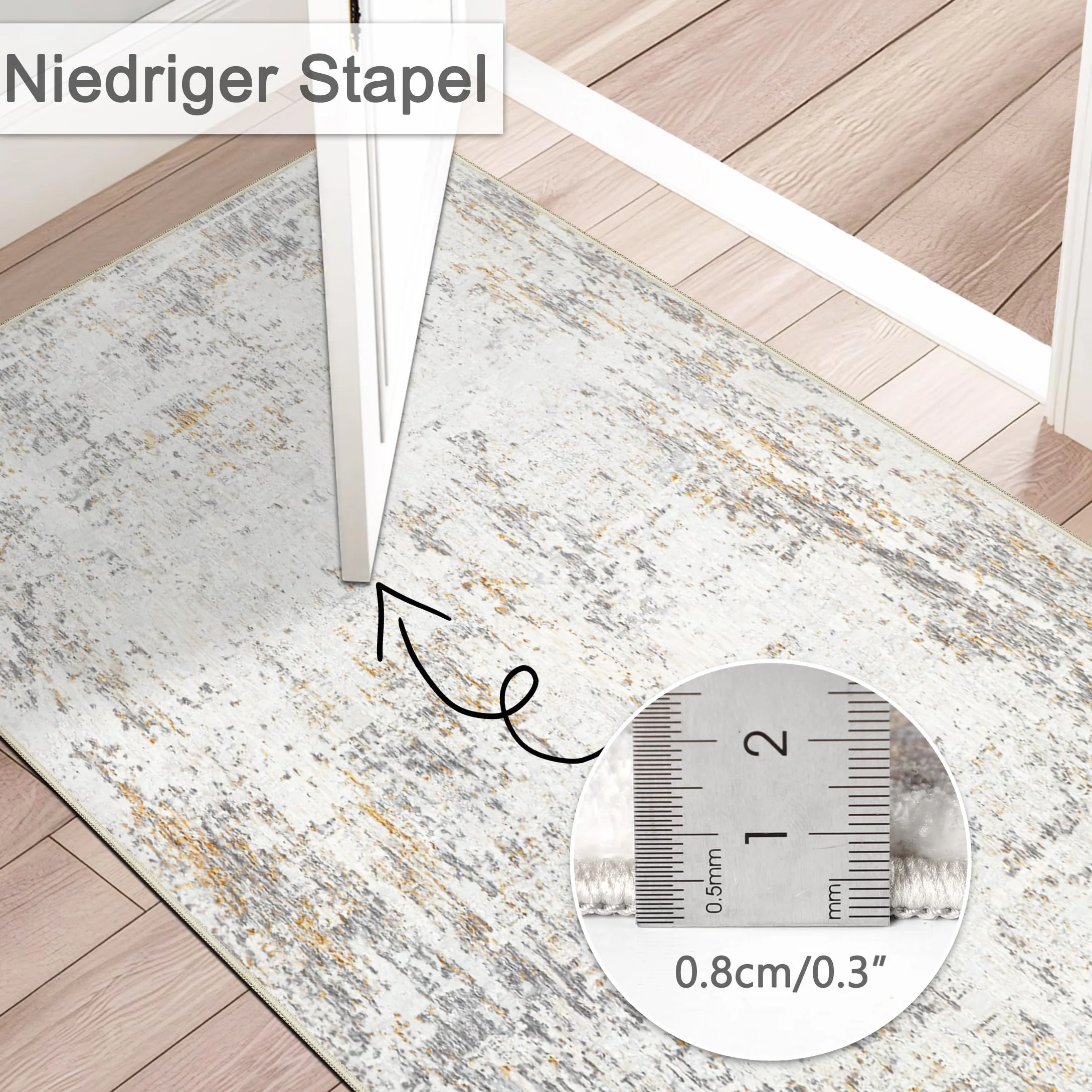 Capslpad Beżowy, abstrakcyjny dywan do korytarza, 80 x 300 cm, nadaje się do prania, antypoślizgowy, nowoczesny, minimalistyczny, z krótkim włosiem, sztuczna wełna, do salonu, sypialni
