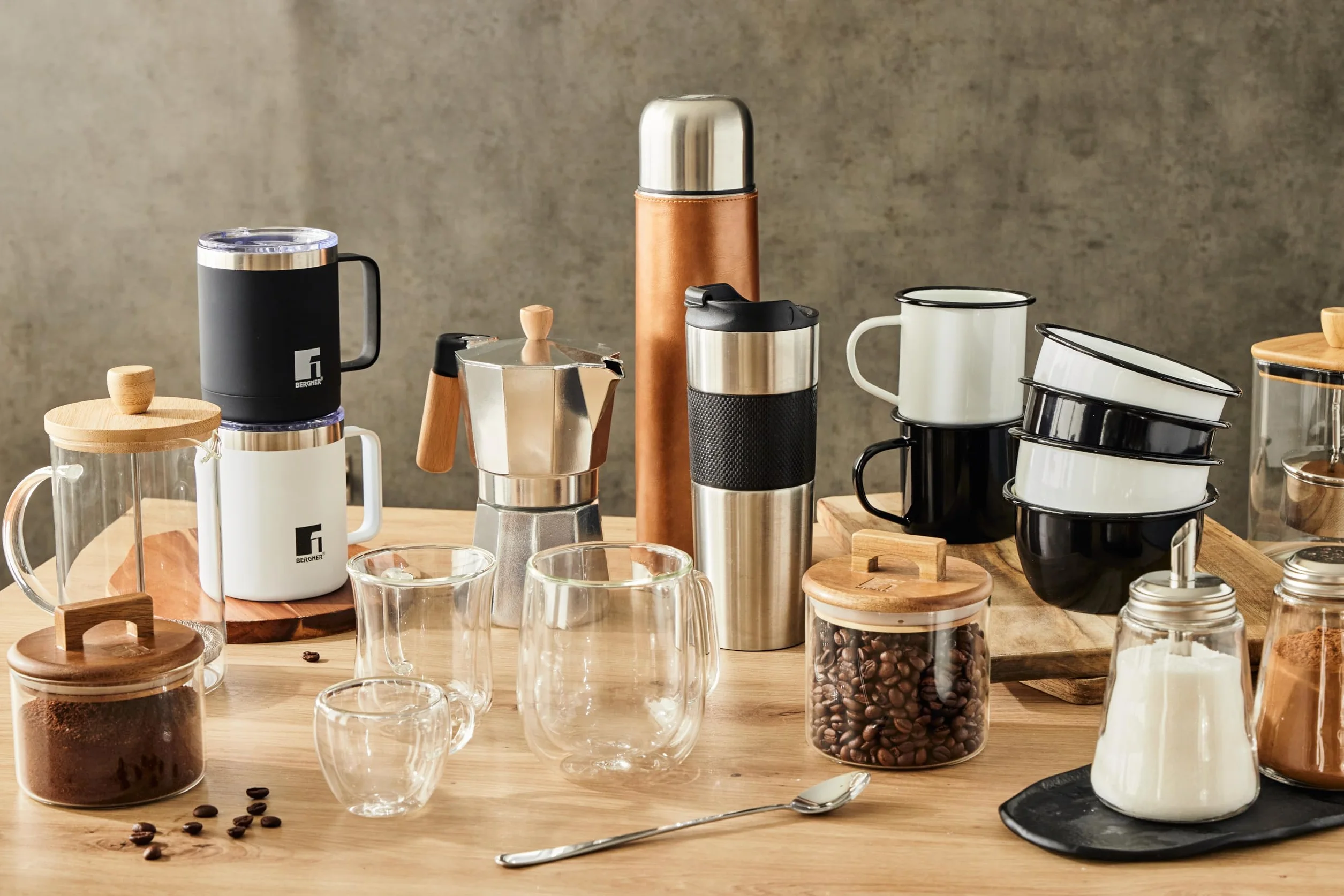 Bergner Miłośnicy kawy i herbaty – ekspres do kawy z tłokiem 800 ml borokrzemu – odporny na wysoką temperaturę – filtr ze stali nierdzewnej – pokrywka bambusowa – łatwy do czyszczenia