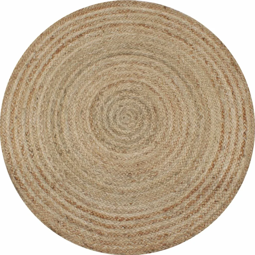 Ręcznie tkany dywan jutowy okrągły 120 cm, pleciony dywan z juty z naturalnego materiału, miękki i trwały, ręcznie wykonany przez doświadczonych rzemieślników, łatwy w pielęgnacji i