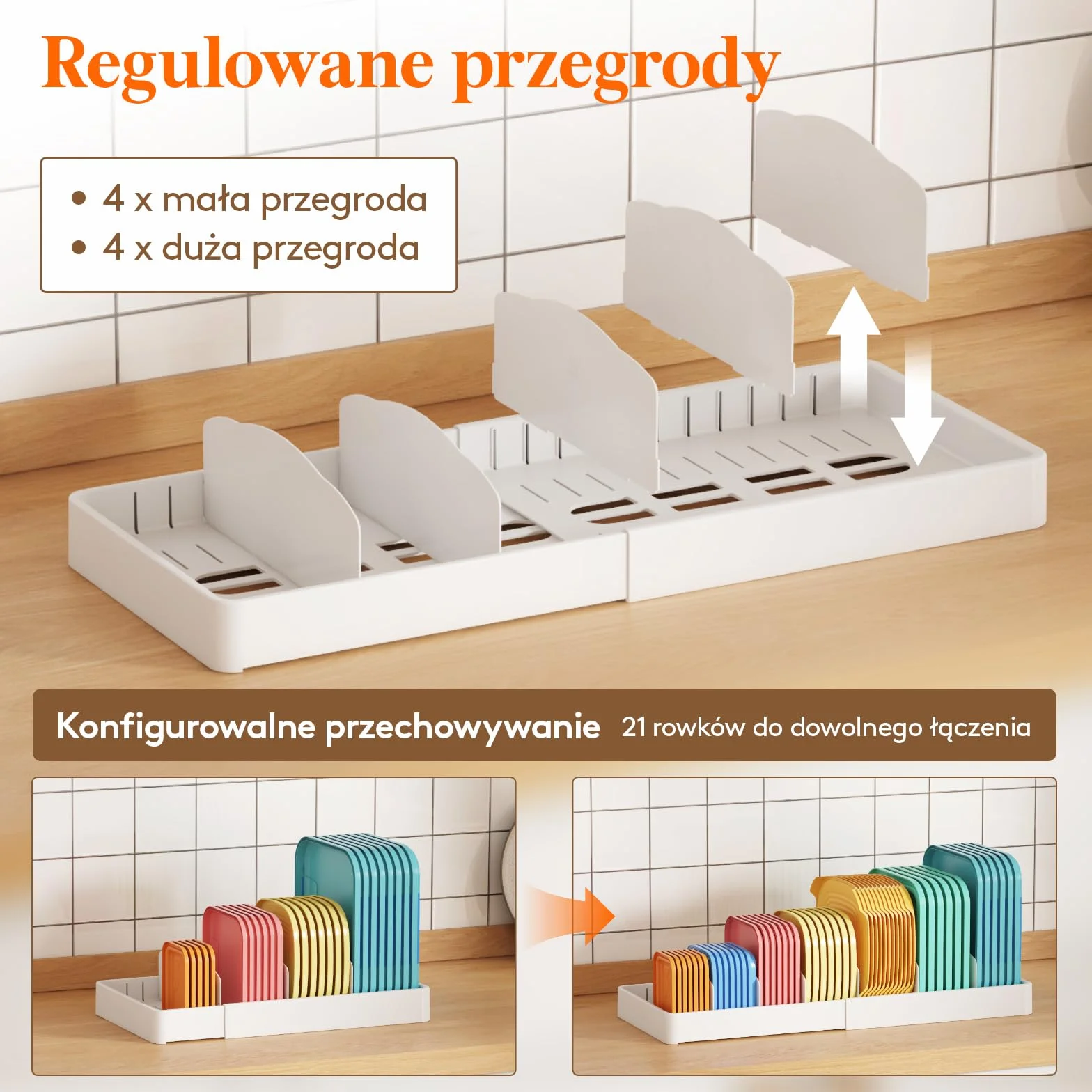 Lifewit Pokrywa Garnka Świeże Pudełko do Przechowywania, Pudełko na Lunch Pokrywa Organizer Kuchenny Uchwyt Szuflada, Teleskopowa 34-62cm