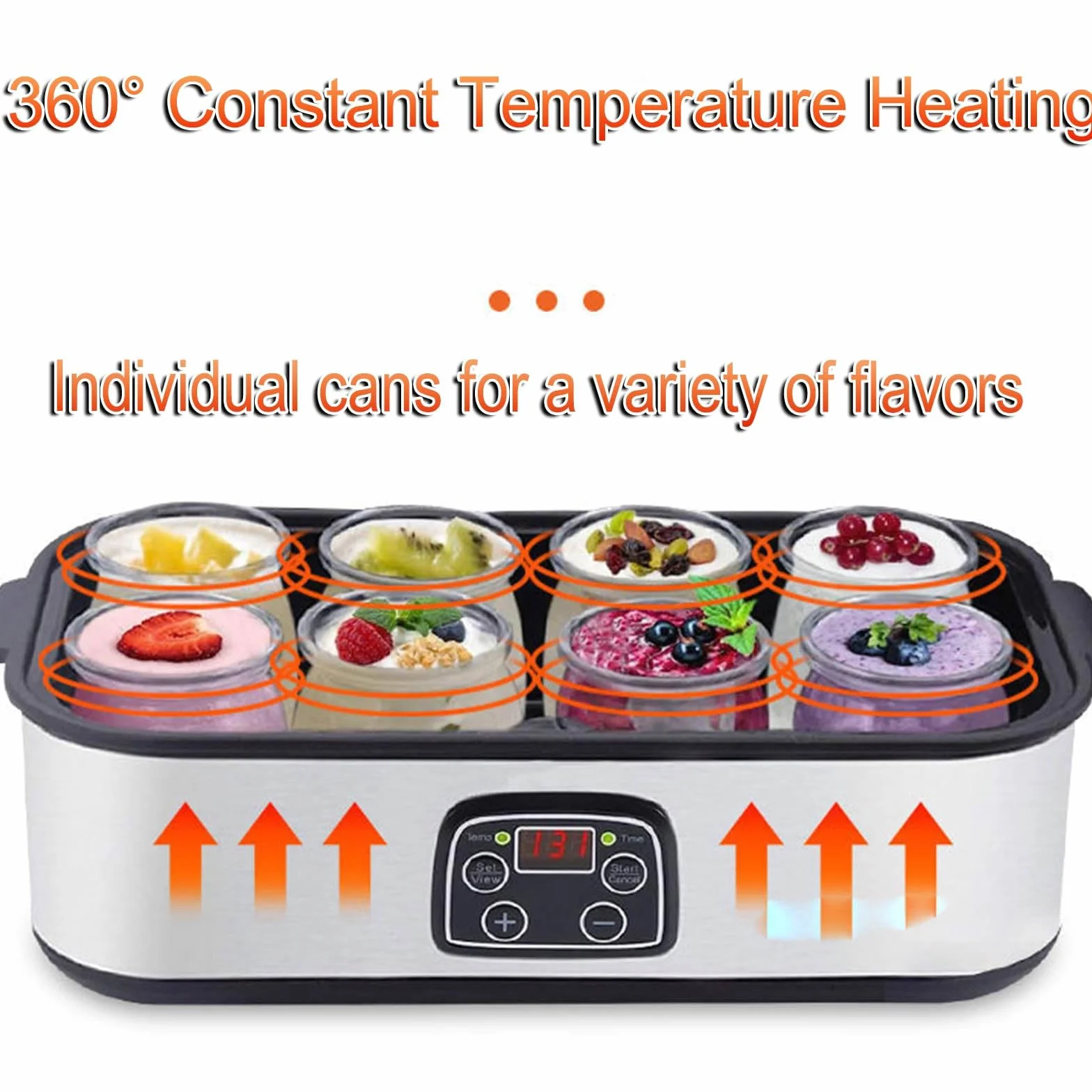 1400 ml Smart Yogurt Maker: Digital Thermostat W/ 8 × 180 ml szklane słoiki-Probiotyczny Inkubator i Urządzenie rodzinne z podarunkiem
