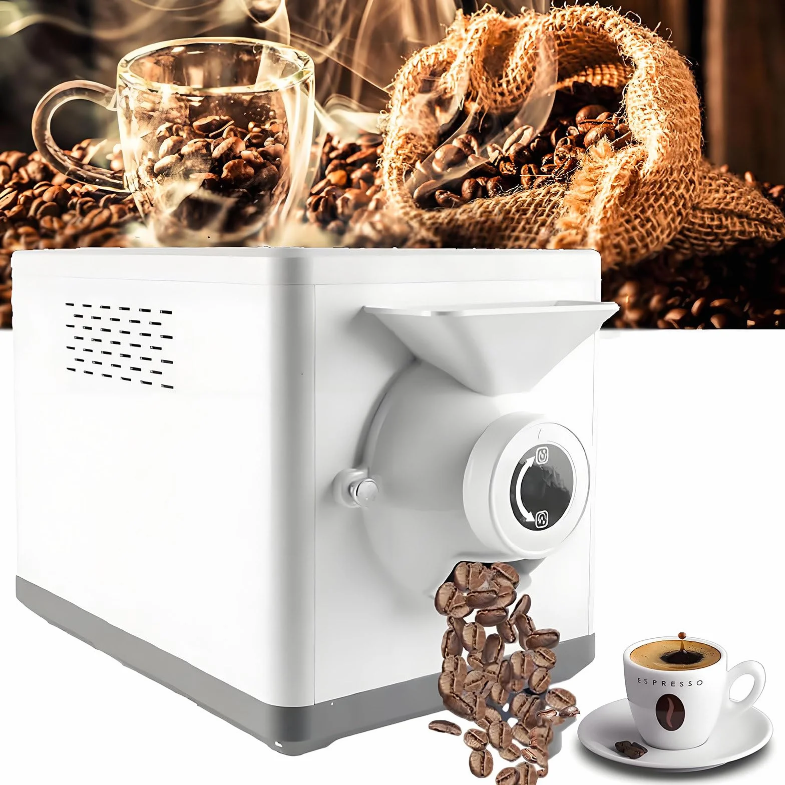 Elektryczny palacz kawy ziarnistej, 1500g komercyjny palacz kawy, regulowany czas i temperatura, do sezamu, soi, orzeszków ziemnych, herbaty i różnych orzechów