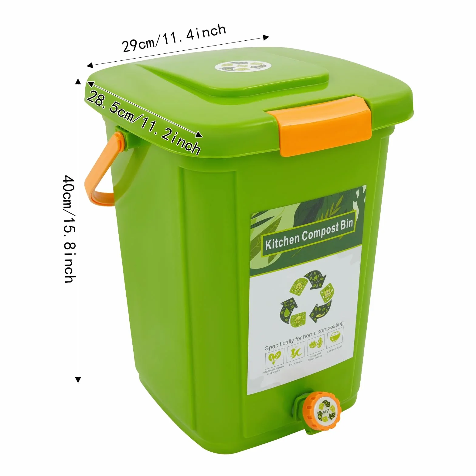 Ekologiczne wiadro 20 l – kosz na odpady organiczne, kuchnia z podwójną pokrywką, płyta filtrująca, kran odpływowy i zamknięcie zapachowe, duży kosz na odpady organiczne, kompost, wiadro ekologiczne