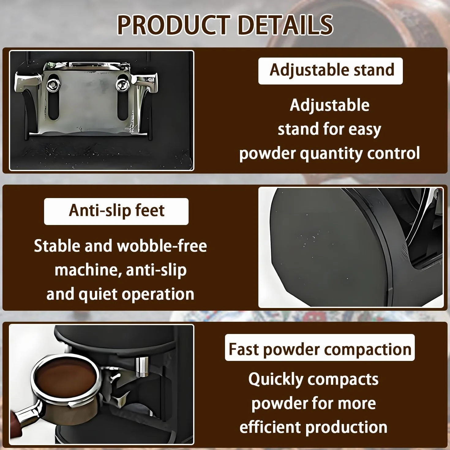 Profesjonalna prasa do kawy mielonej, automatyczny ubijak do espresso 58 mm, 1-3 cykle ubijania, ciśnienie 5-30 kg, stal nierdzewna, do kawiarni i użytku domowego Black-Flat
