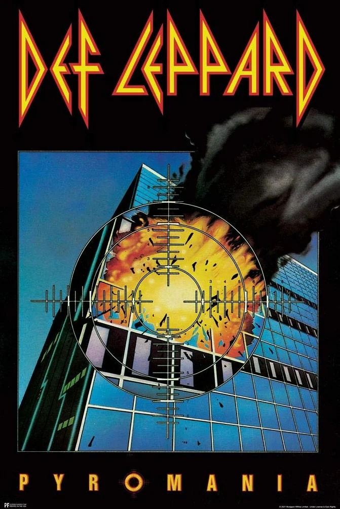 Def Leppard Pyromania okładka albumu heavy metal muzyka towar retro vintage lata 80. estetyczny zespół rockowy fajny obraz na ścianę plakat 24 x 36