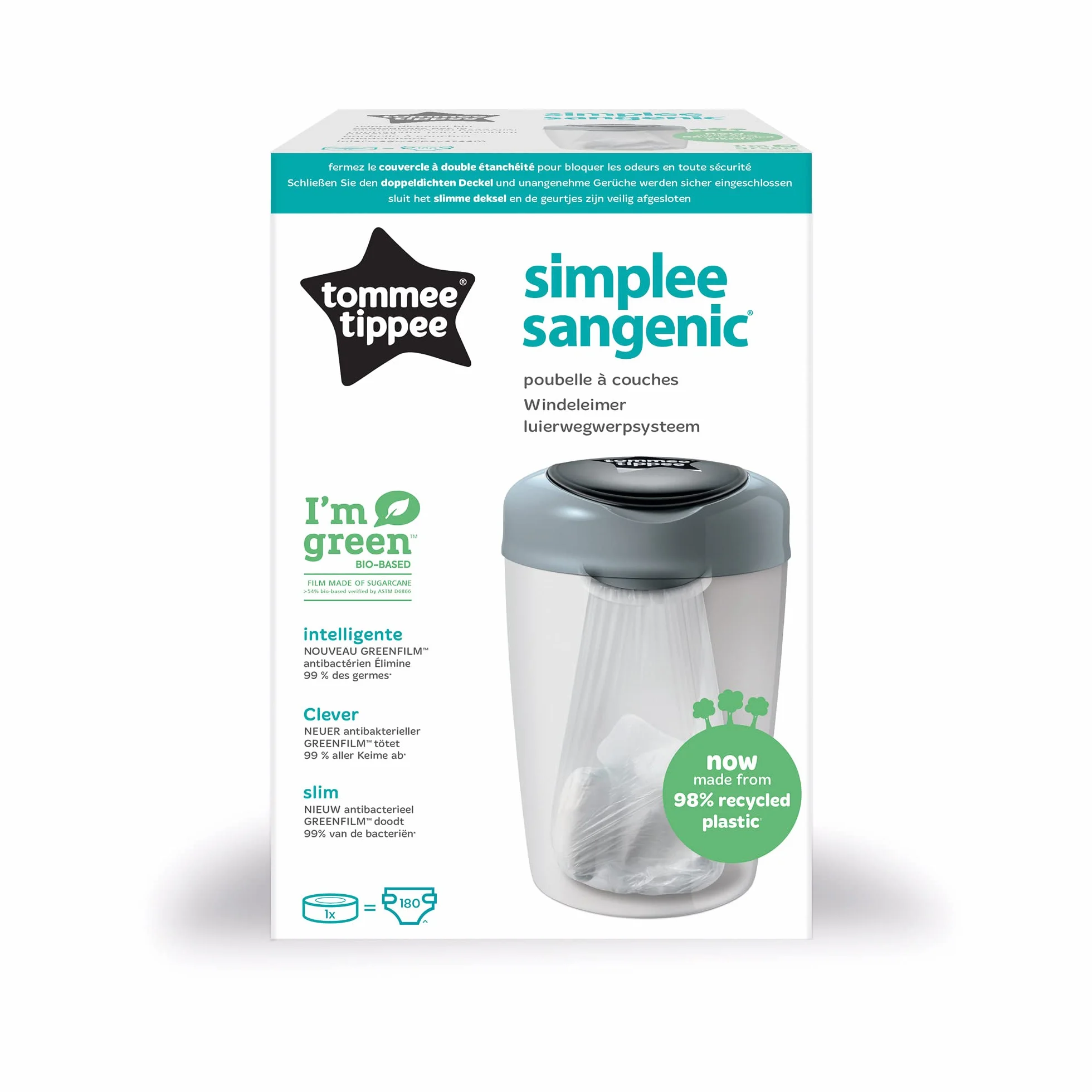 Tommee Tippee Simplee Sangenic kosz na pieluchy, szary