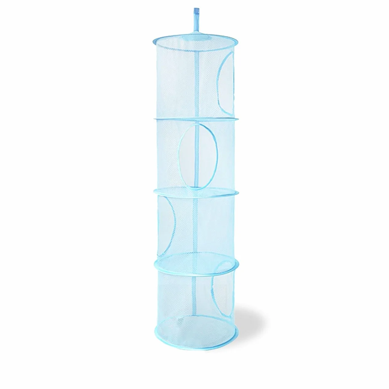 NEUSID Wiszący organizer z 4 przegródkami, wisząca torba do przechowywania przytulanek, wiszący kosz do przechowywania dla dzieci do pokoju dziecięcego, łazienki, na balkon (niebieski)