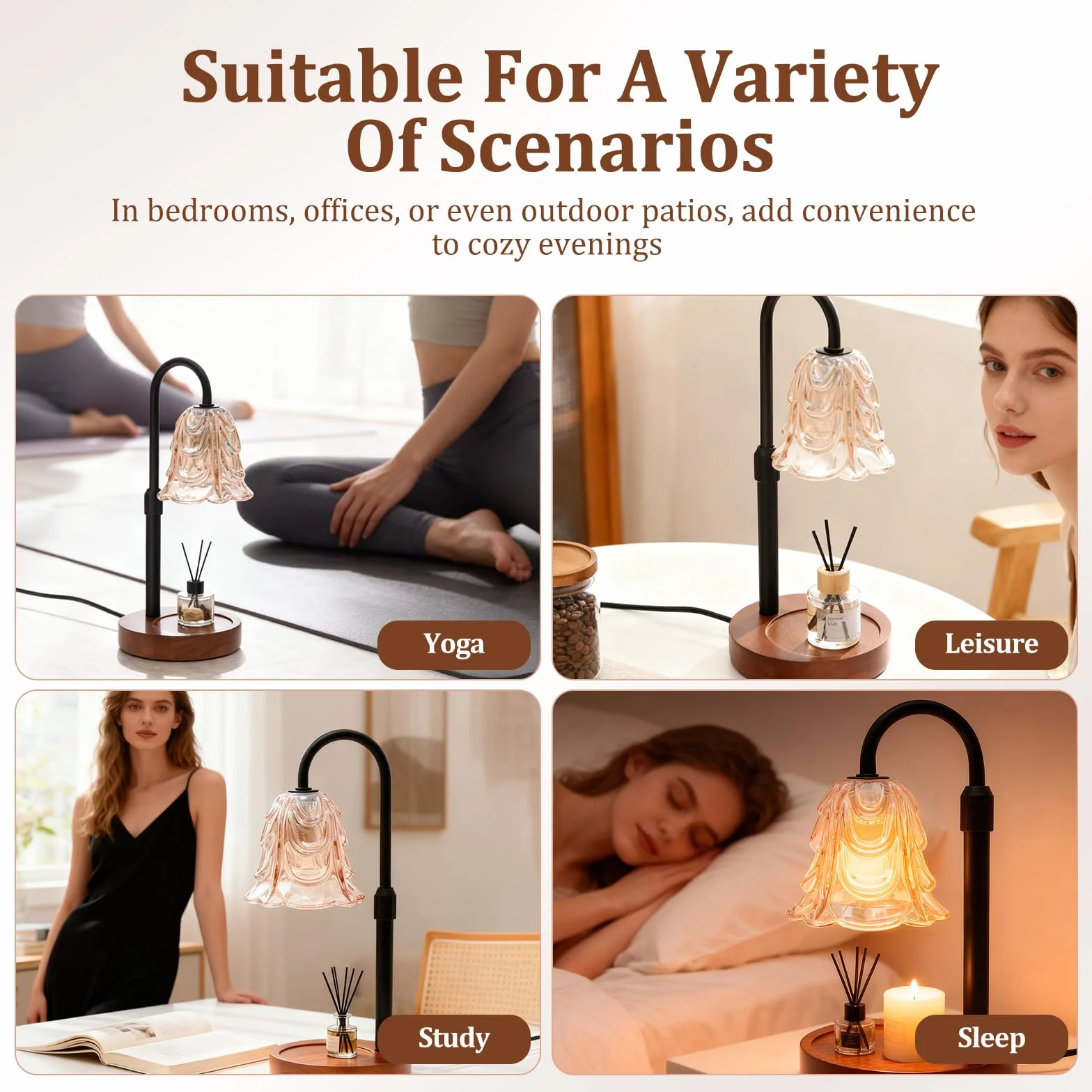 Lampa podgrzewacz do świec, Candle Warmer z timerem i ściemniaczem, 4-stopniowo ściemniana, regulowana wysokość, lampa zapachowa do olejków eterycznych, do domu, sypialni, dekoracji, bez lampy