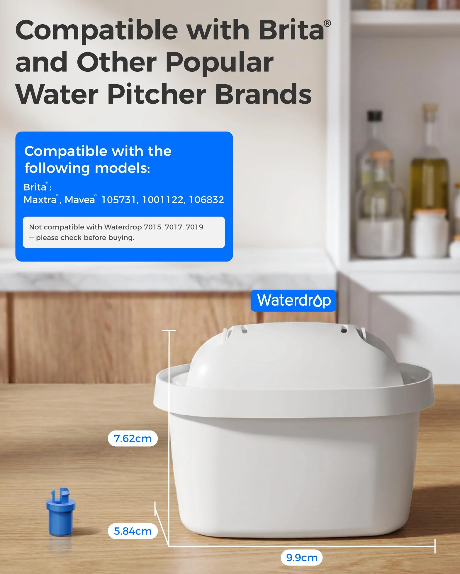 Waterdrop Wkłady filtrujące, zamiennik do filtra wody Brita Maxtra+ Plus, Maxtra Pro All-in-1, kompatybilne z dzbankiem Brita Marella, redukcja PFAS, PFOA/PFOS, TÜV SÜD, certyfikat NSF (8)
