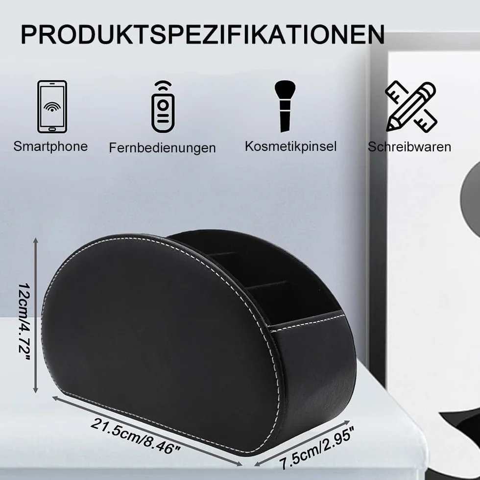 Uchwyt na pilot zdalnego sterowania z 5 kieszeniami, skórzany pilot zdalnego sterowania, do TV, DVD, 4K Stick i pilota Bluray, również jako organizer na biurko, na długopisy, kosmetyki