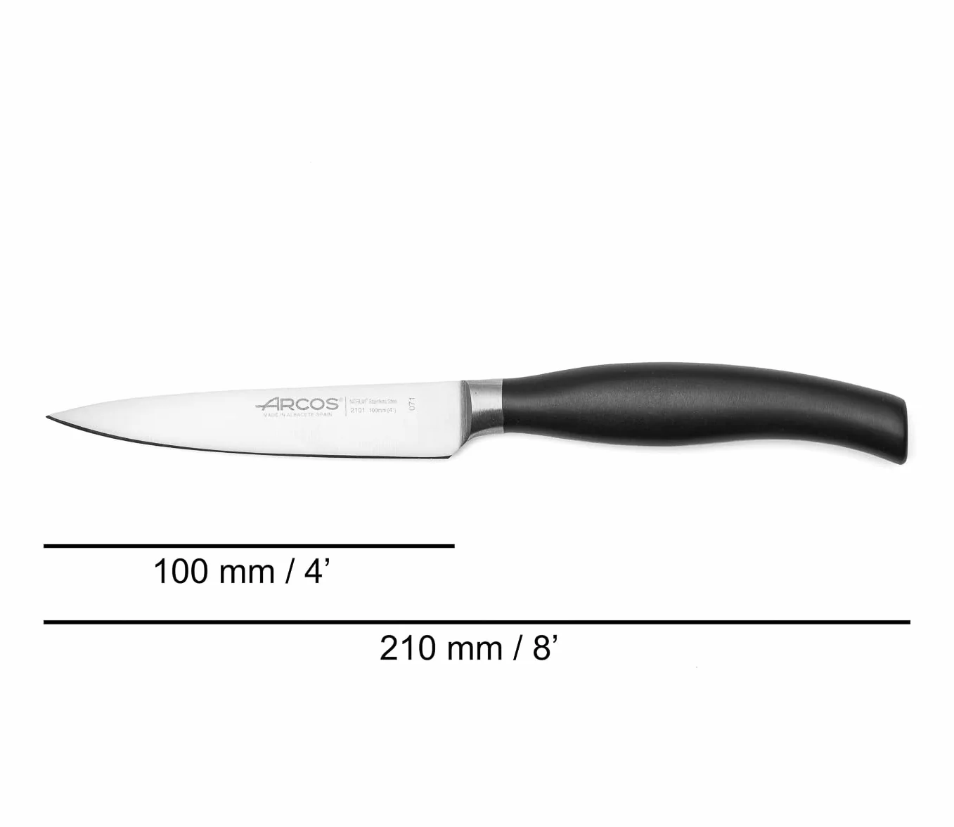 Arcos Seria Clara - nóż biurowy ze stali nierdzewnej kuty nitrum 10 cm, uchwyt z polipropylenu - czarny