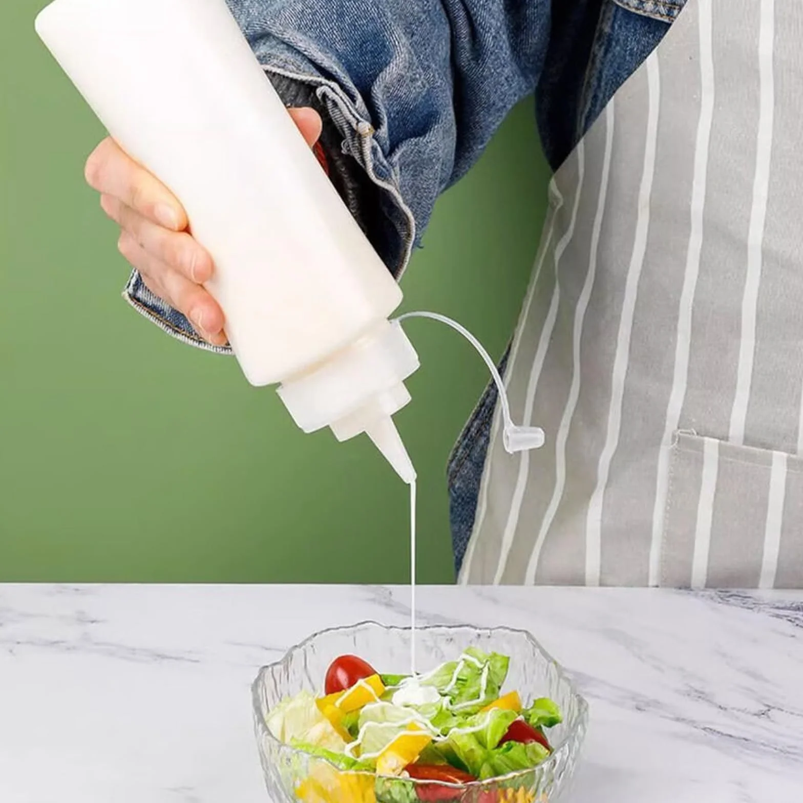 Butelka do wyciskania, 8 sztuk, 250 ml, plastikowa butelka do wyciskania z nakrętkami, bez BPA, do malowania, pieczenia, keczupu, ostrego sosu, oliwy z oliwek, butelka na sos
