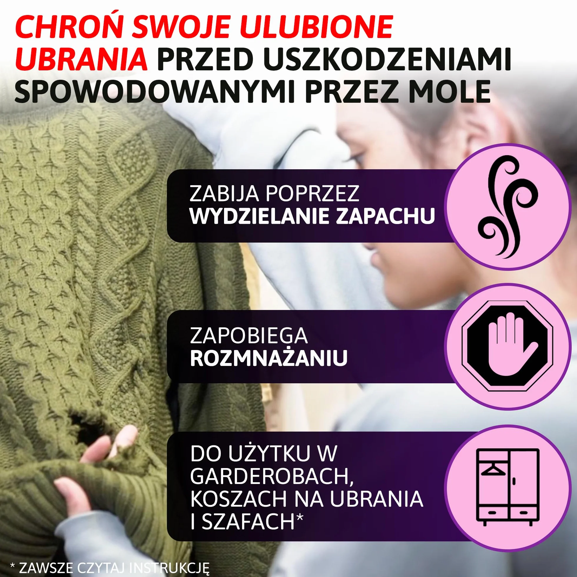 Aviro Zawieszka na Mole, Ochronna Pułapka na Mole Odzieżowe, Naturalny Zapach Lawendy, 4 szt.