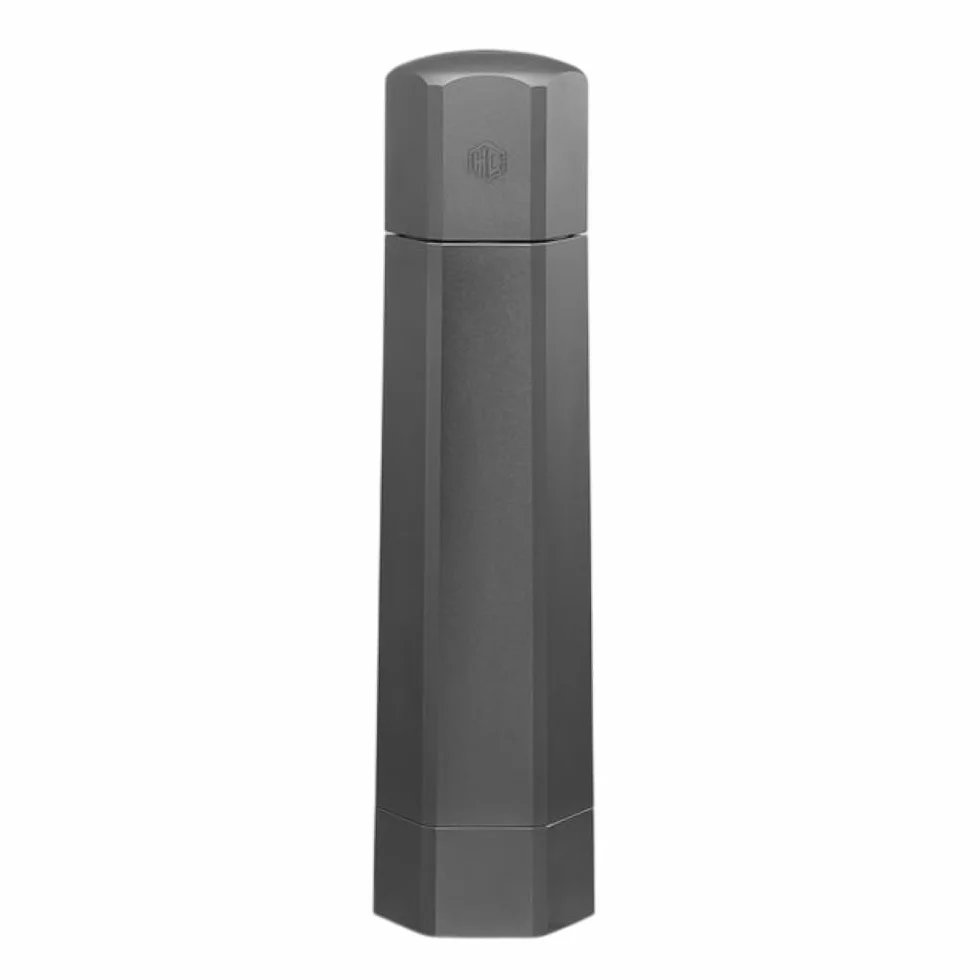 HexClad HexMill młynek do soli, profesjonalny, wytrzymały, wielokrotnego napełniania, aluminiowy szary brąz, regulowane dziesięć ustawień mielenia