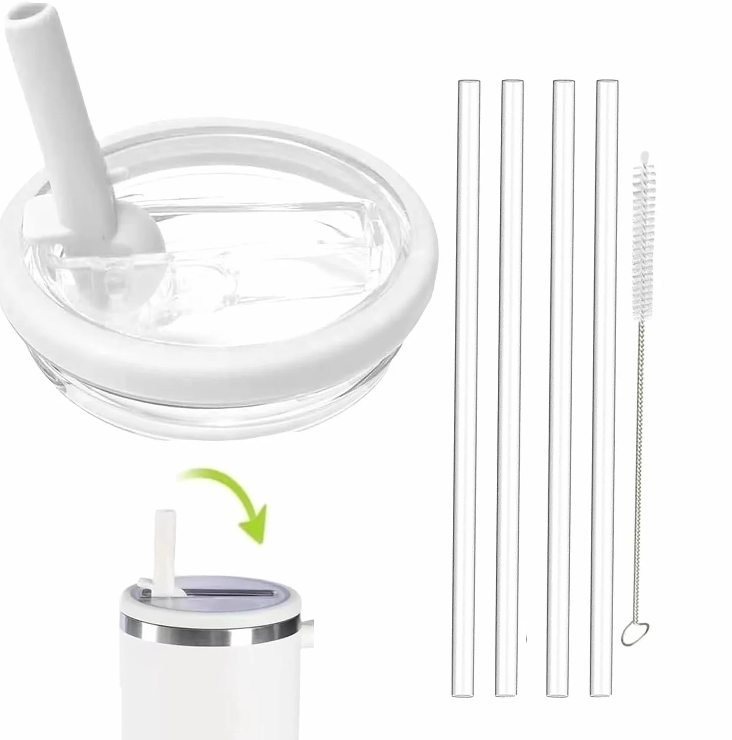 Szczelna pokrywka do kubka Stanley, 1 opakowanie 1 opakowanie 1,134 g kubek z klapką słomki zamiennik pokrywki pasuje do Stanley Quencher 1,2 l, zestawy pokrowców na kubki wielokrotnego użytku z 4