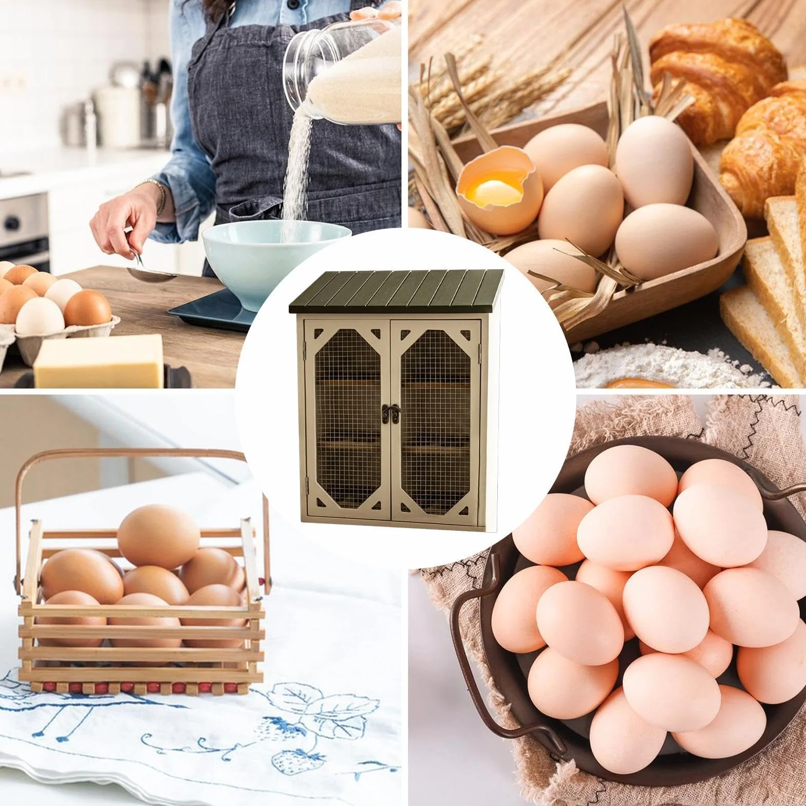 Pojemnik do jajek na blat kuchenny Szafka organizacyjna dwudrzwiowa w | Pojemnik na jajka z okienkiem z siatki drucianej Do domu, kuchni, spiżarni, szafki, kurnika, na targ, do sklepu