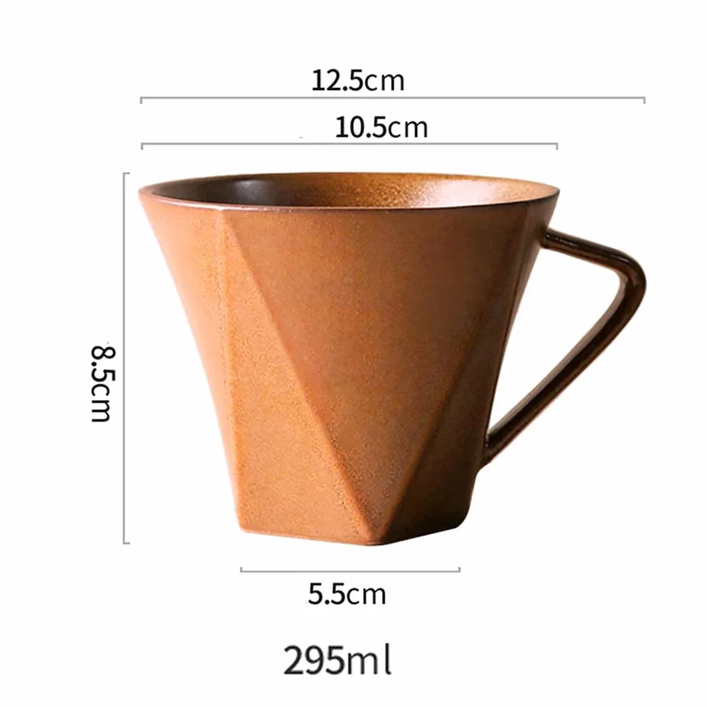 Ceramiczny kubek do kawy, duży prosty retro kubek do herbaty z uchwytem do cappuccino, kubek na mleko unikalny porcelanowy kubek do domu/biura, nadaje się do zmywarki i kuchenki mikrofalowej, wyjątkowy prezent biały-295 ml