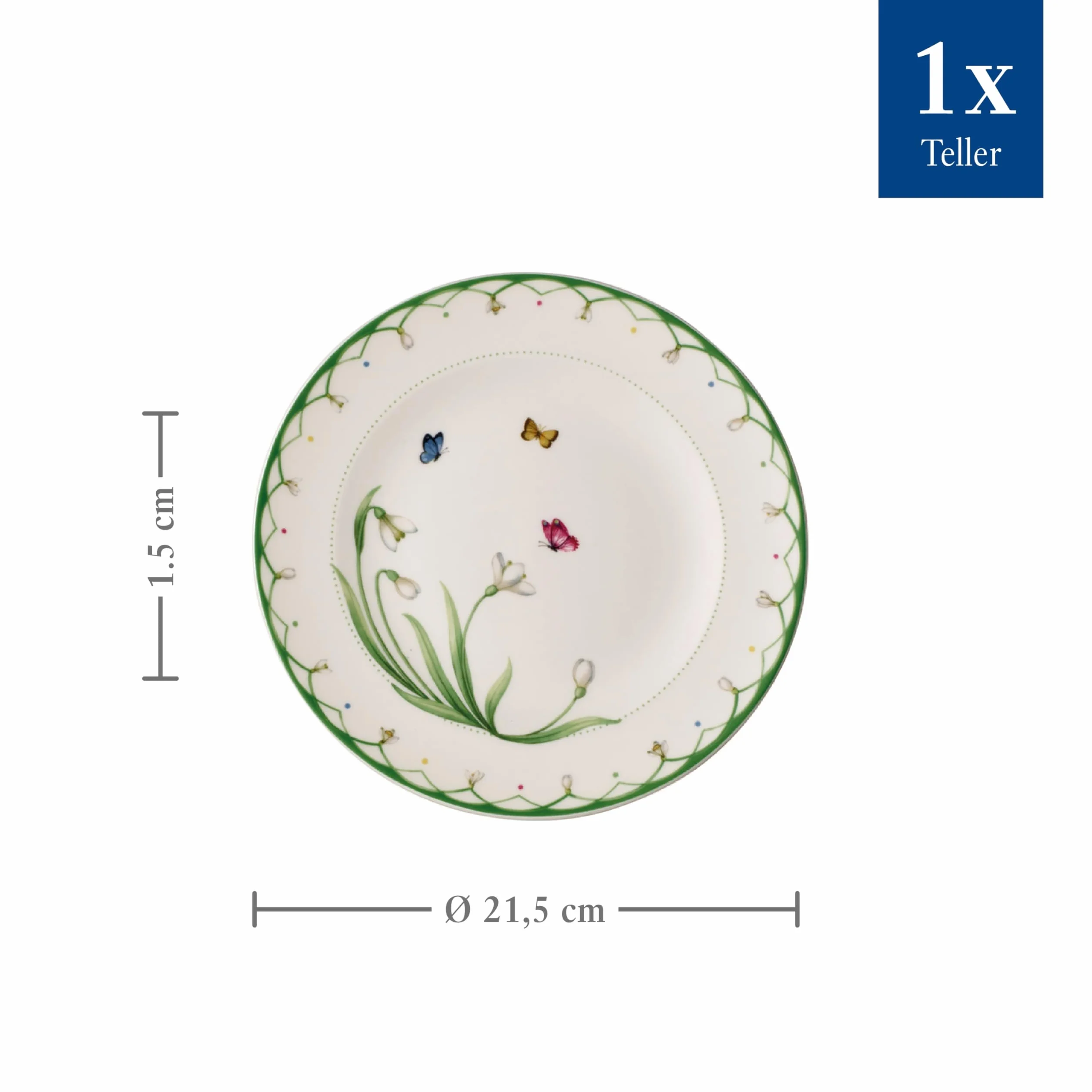 Villeroy & Boch Kolorowa Wiosna Talerz Śniadaniowy, Porcelana, Biały, 22 cm