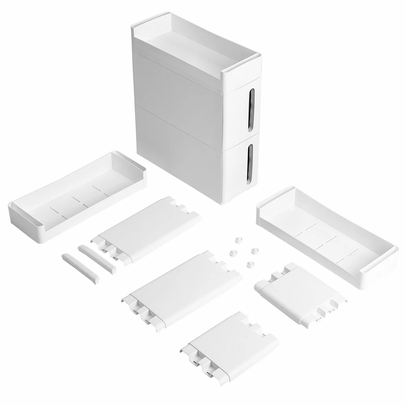 SONGMICS Wąskie Szafka wnękowa 3 półki 2 szuflady z kółkami 17 cm biała KFR06WT