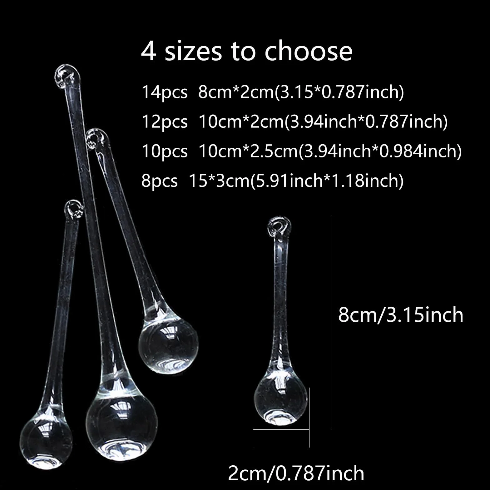 DAHI 8 sztuk ozdób choinkowych, sople lodu, zawieszki ze szkła, do zawieszenia, 15 x 3 cm, dekoracja bożonarodzeniowa (szkło, sople lodu, 30 mm)