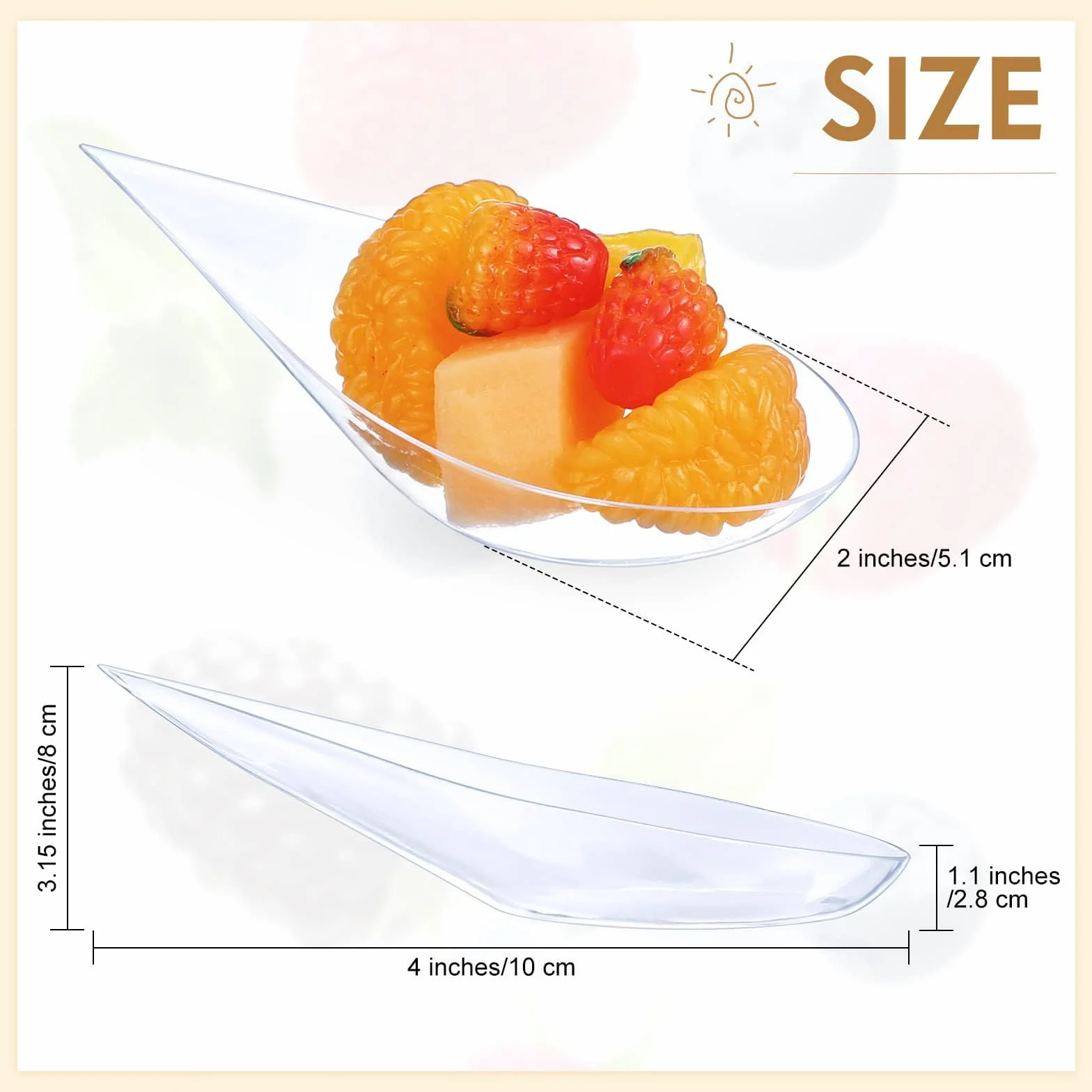PIQIUQIU 100 sztuk przezroczystych miseczek deserowych z plastiku (10x5 cm) – kroplowe talerzyki do serwowania na przekąski, parfe i degustację, wielokrotnego użytku, do gastronomii, imprez i