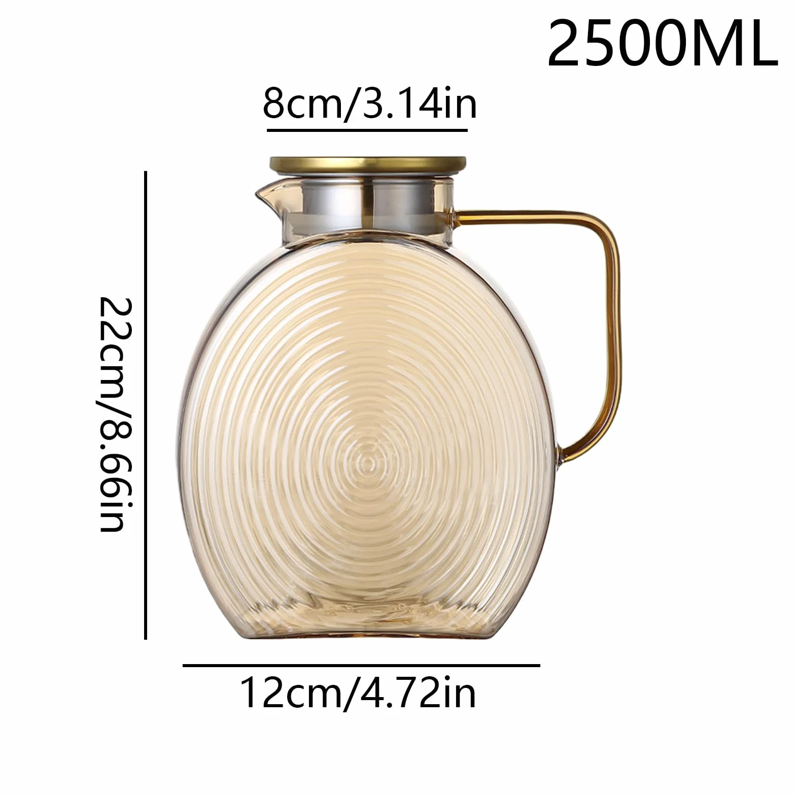 Szklany Czajnik Do Herbaty,Szklany Dzbanek Z Pokrywką 2,5L | Pojemnik Do Lodówki Ze Stalową Nierdzewną Pokrywką Na Wodę Do Soków Mleka Kawy Napojów Zimnych Do Domu Ogrodu Pracy Restauracji