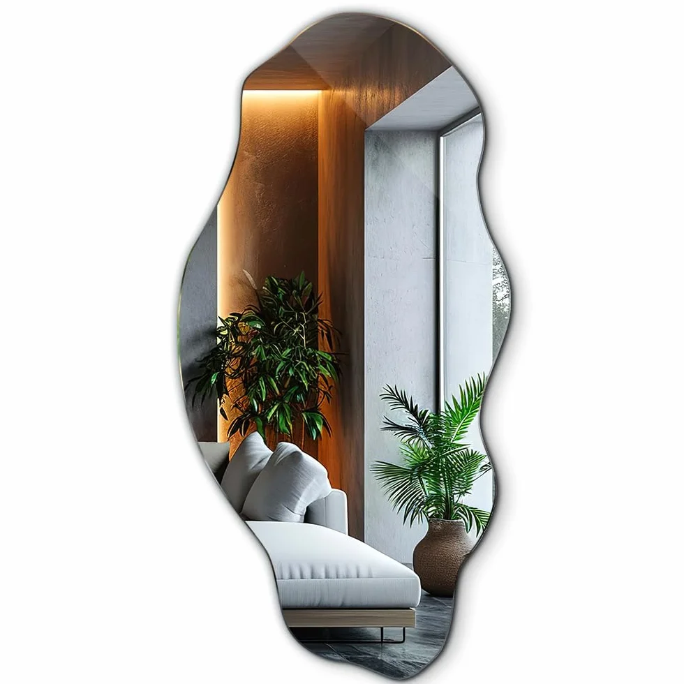 Tulup Lustro 50x100 cm Duże Nowoczesne Nieregularne Organiczne Asymetryczne do Łazienki Salonu Pionowe