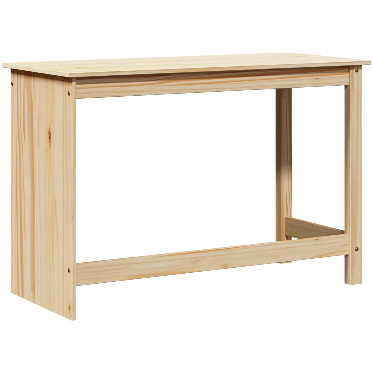 Biurko brązowe, lite drewno sosnowe, 112 x 50 x 75 cm, prostokątne, do domu, biura, gabinetu, laptopa, PC, ergonomiczne, z półką
